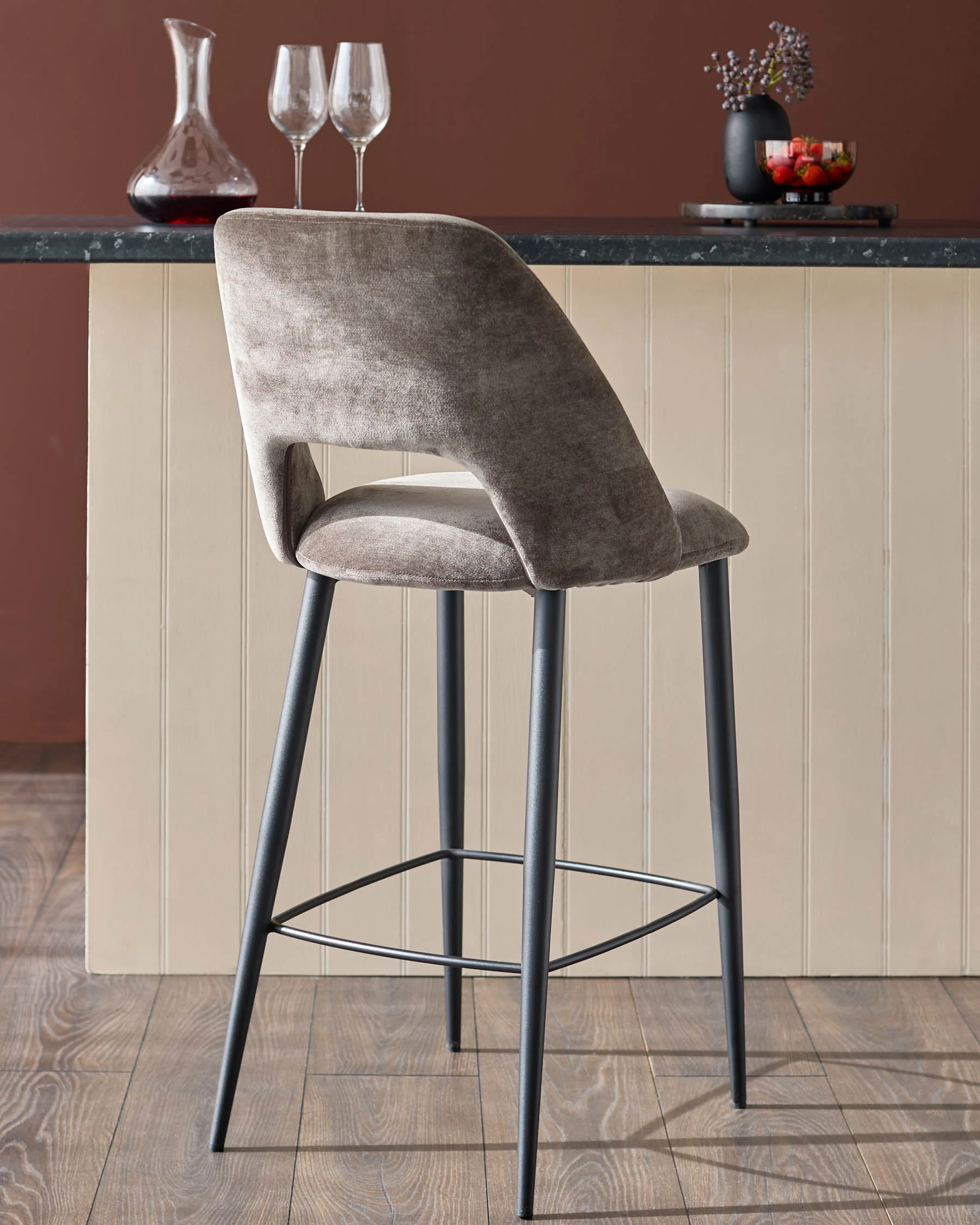 Lottie mocha fabric bar stool - Image 4