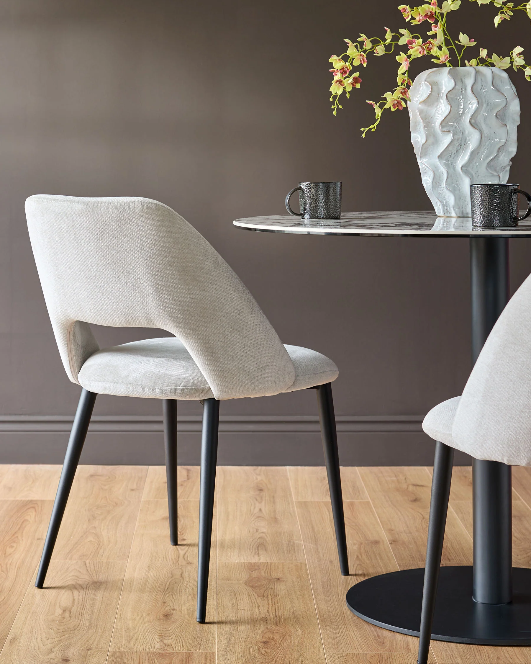 Lottie Mid Grey Fabric Dining Chair - Image 3