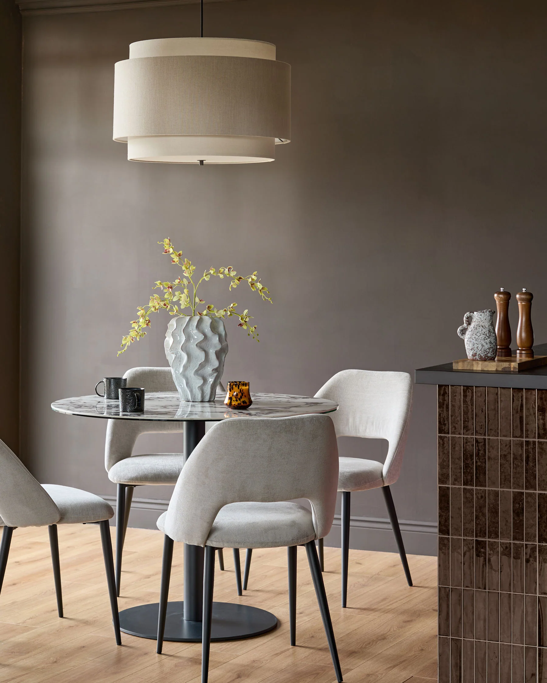 Lottie Mid Grey Fabric Dining Chair - Image 4