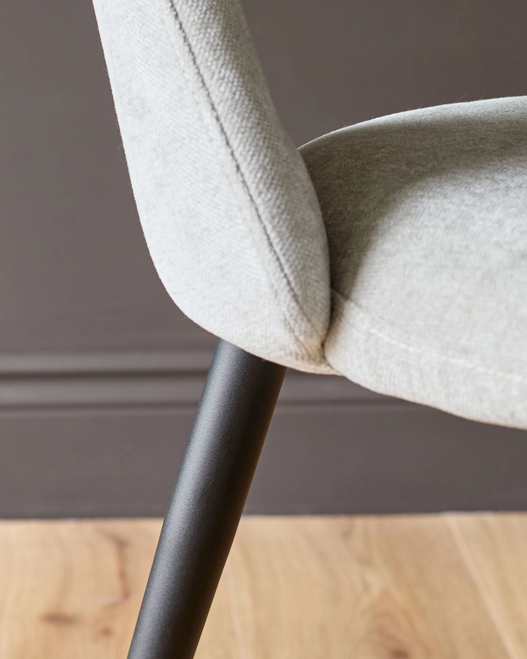 Lottie Mid Grey Fabric Dining Chair - Image 6