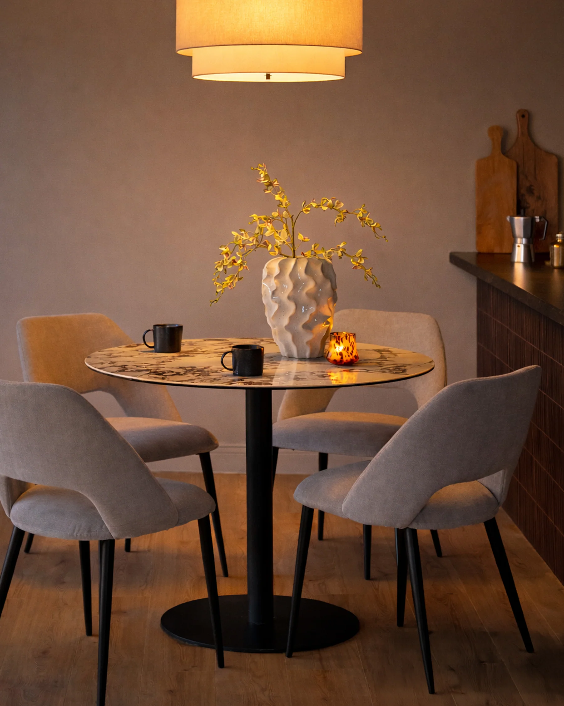 Lottie Mid Grey Fabric Dining Chair - Image 7