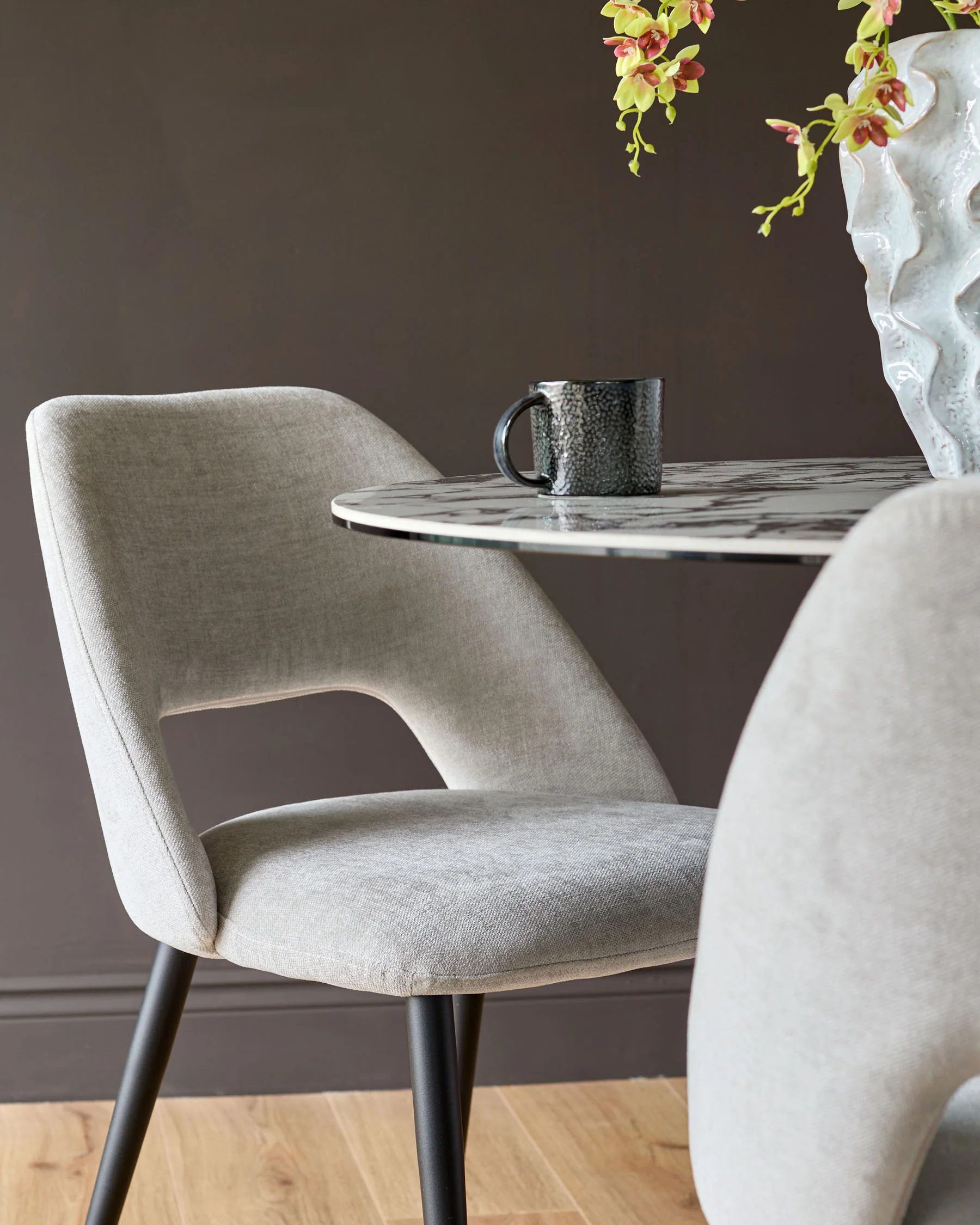 Lottie Mid Grey Fabric Dining Chair - Image 8