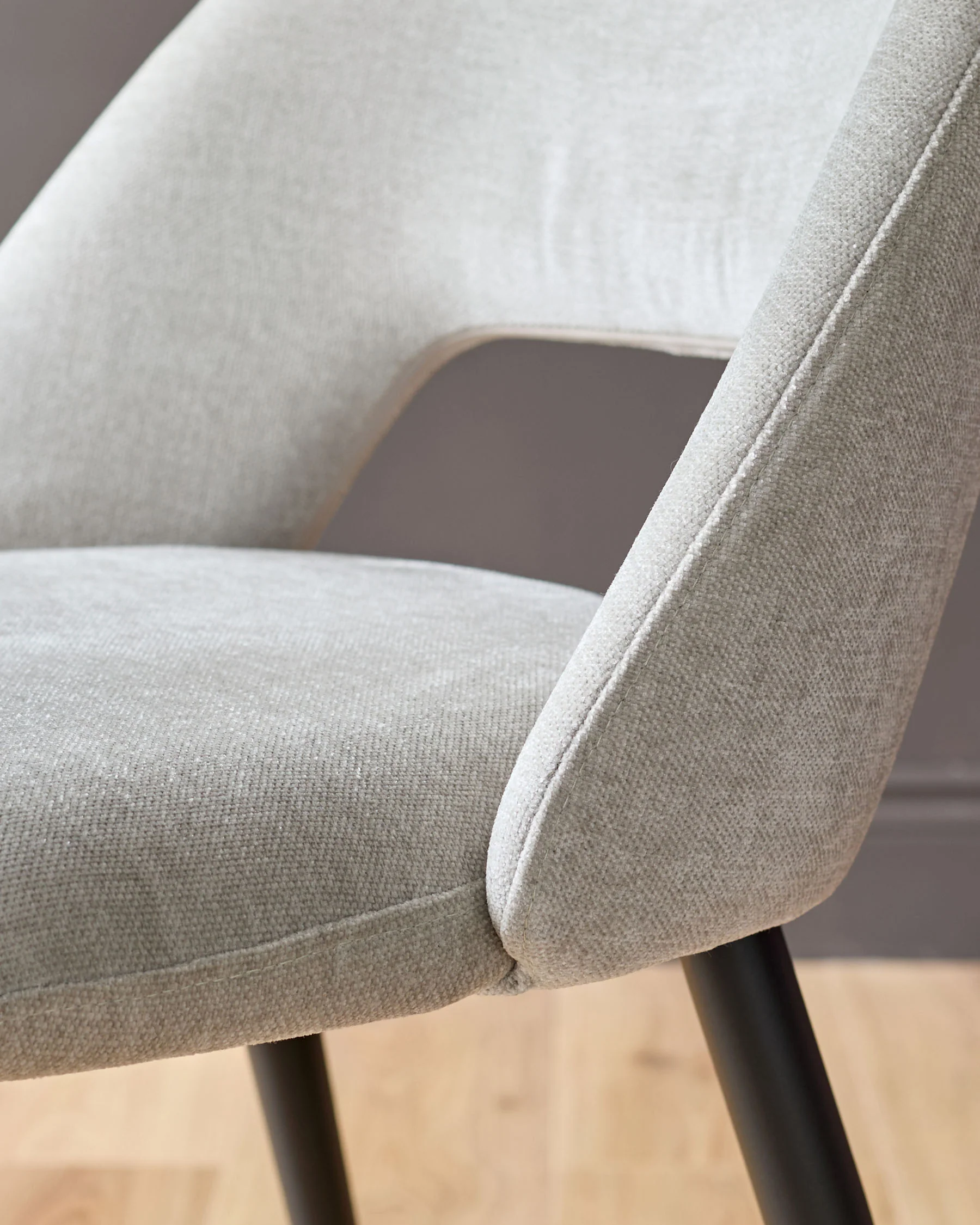 Lottie Mid Grey Fabric Dining Chair - Image 9