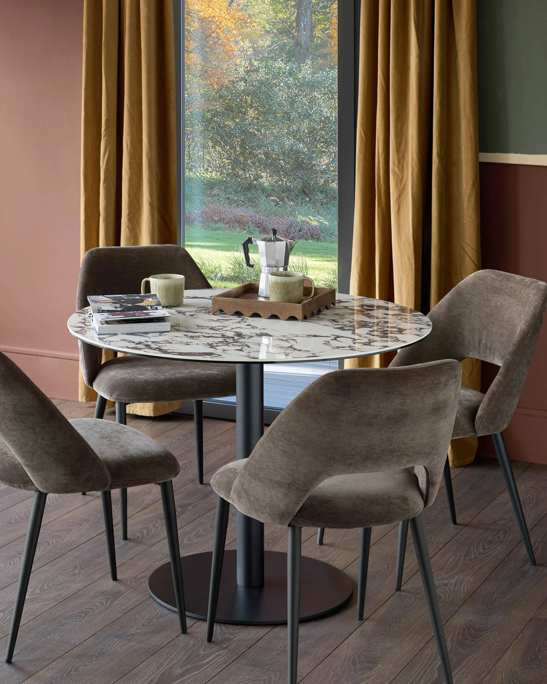 Lottie mocha fabric dining chair - Image 2