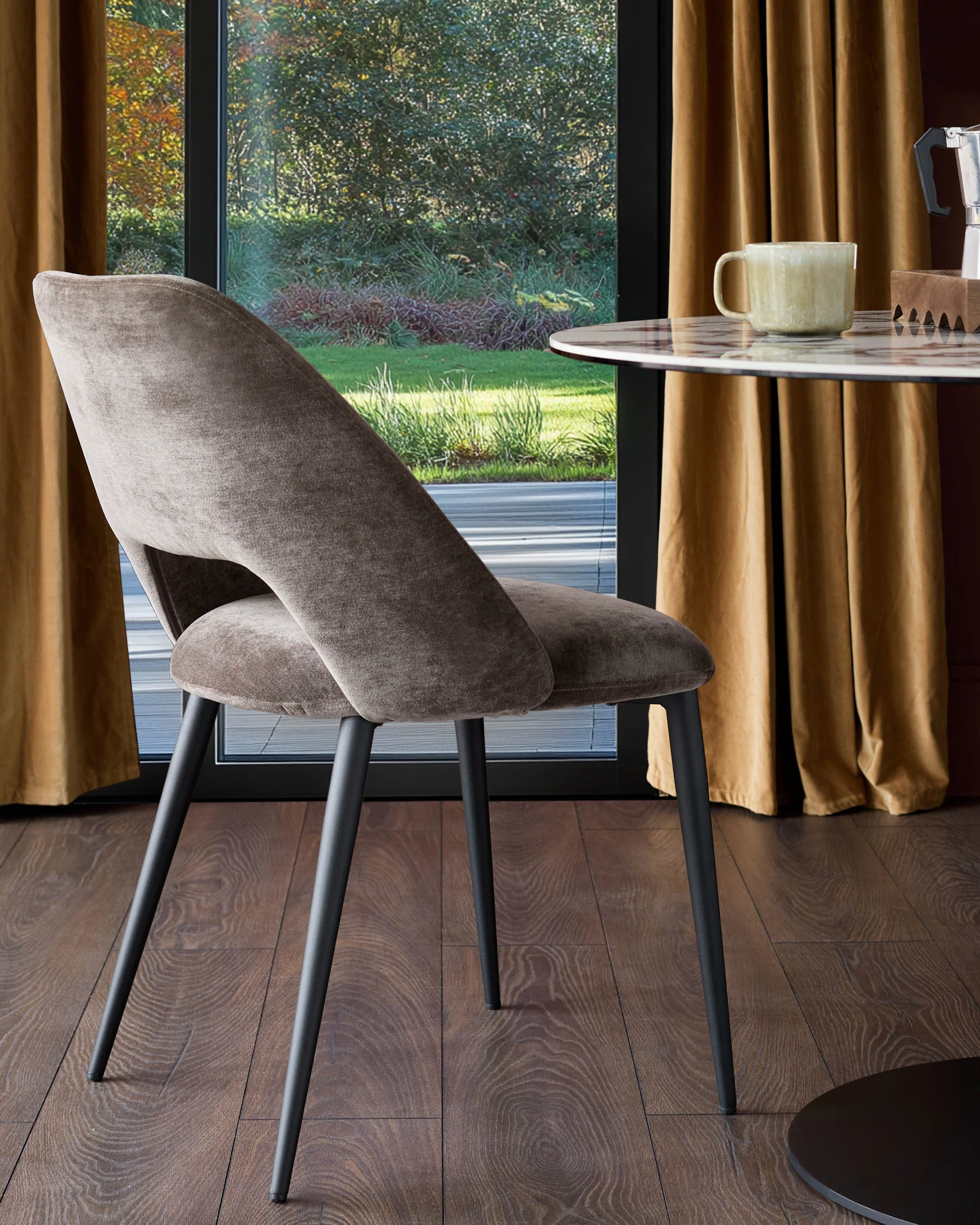 Lottie mocha fabric dining chair - Image 3