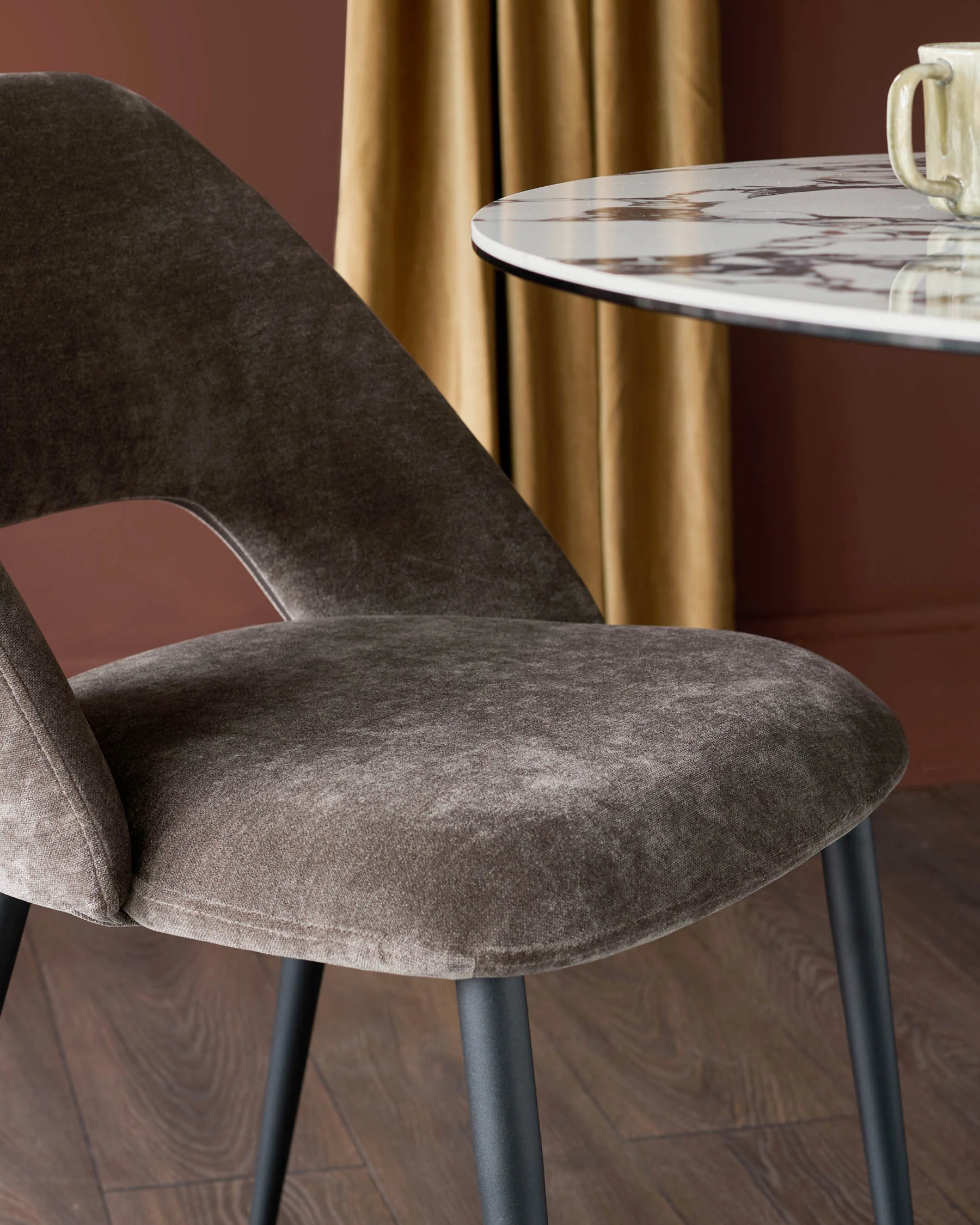 Lottie mocha fabric dining chair - Image 7