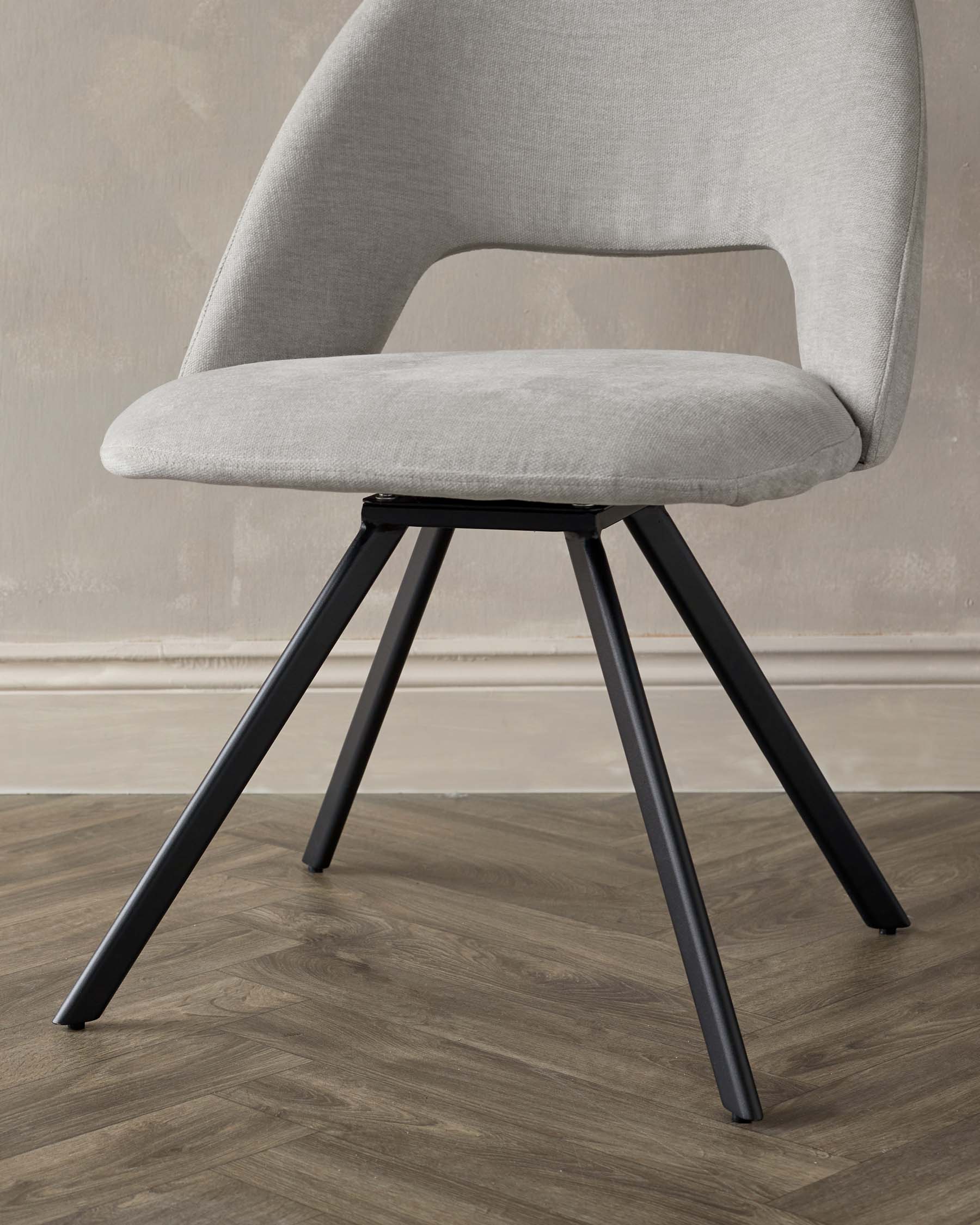 Lottie Swivel Black Metal Chair Mid Grey Soft Weave - Image 4