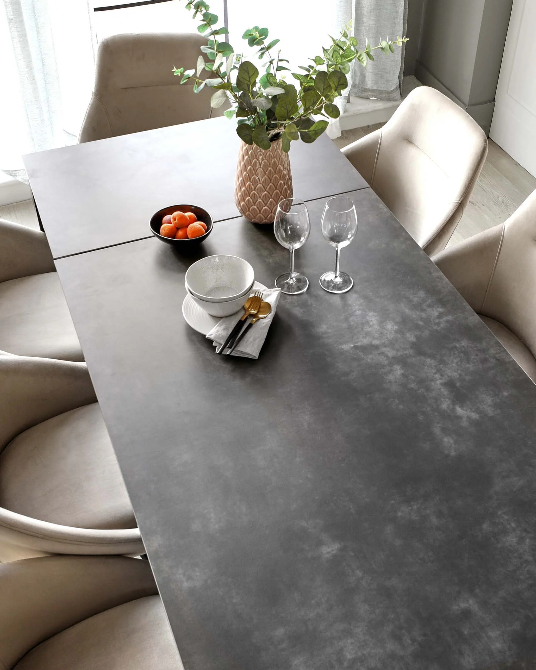 Louis Dark Grey Ceramic Extending 6 To 8 Seater Dining Table - Image 5