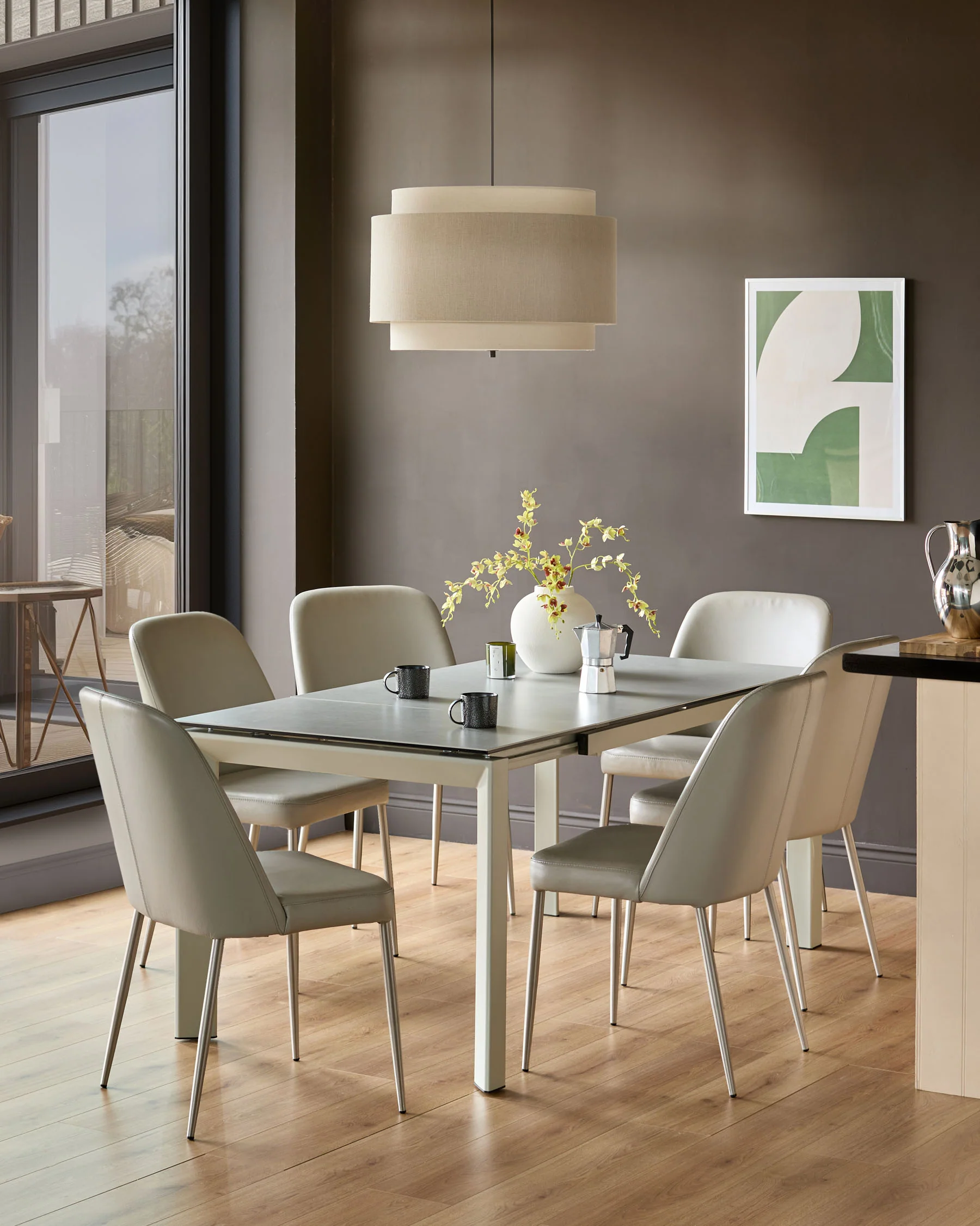Louis Light Grey Ceramic Extending 6 To 8 Seater Dining Table - Image 3