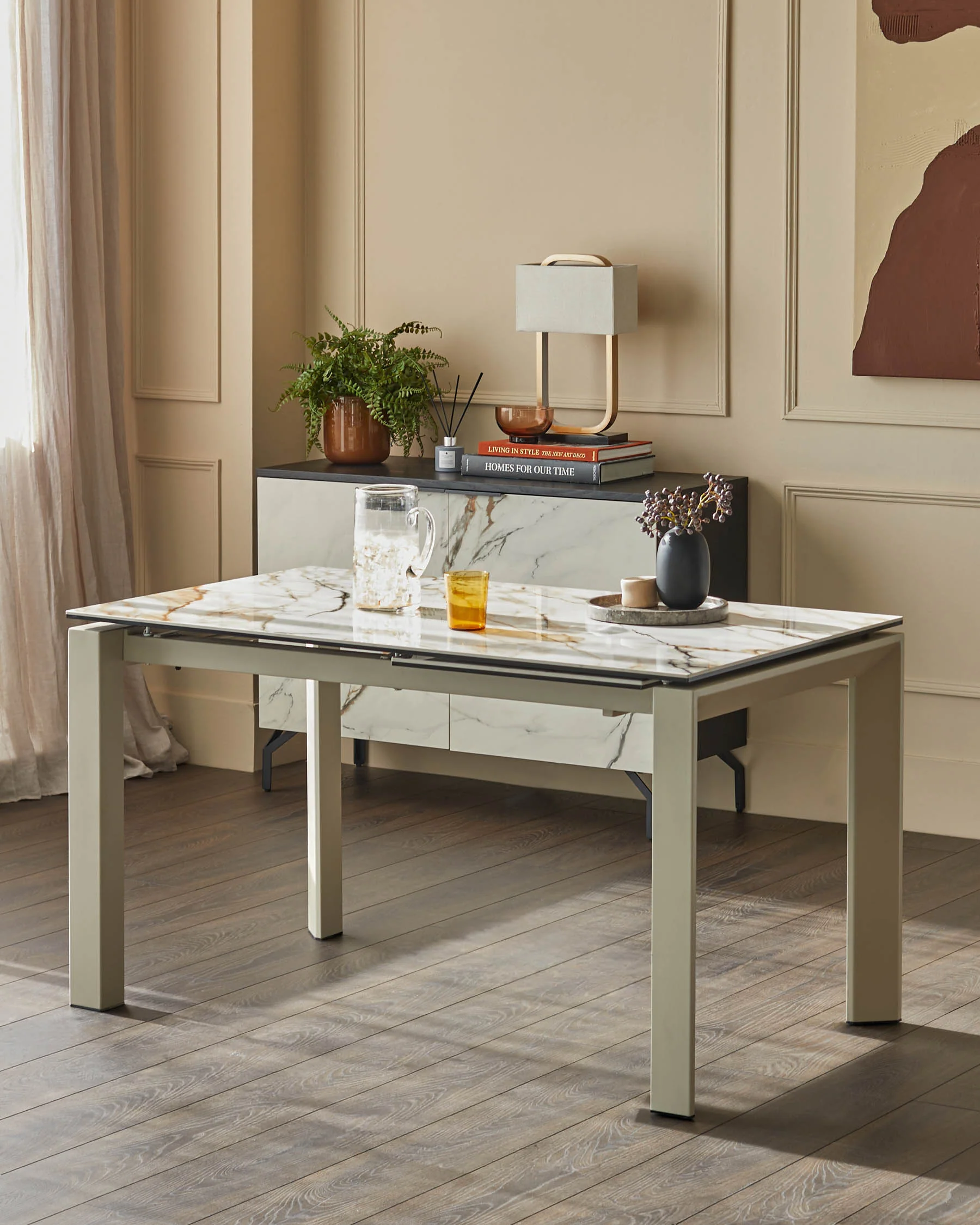 Louis natural ceramic extending 6 to 8 seater dining table - Image 2