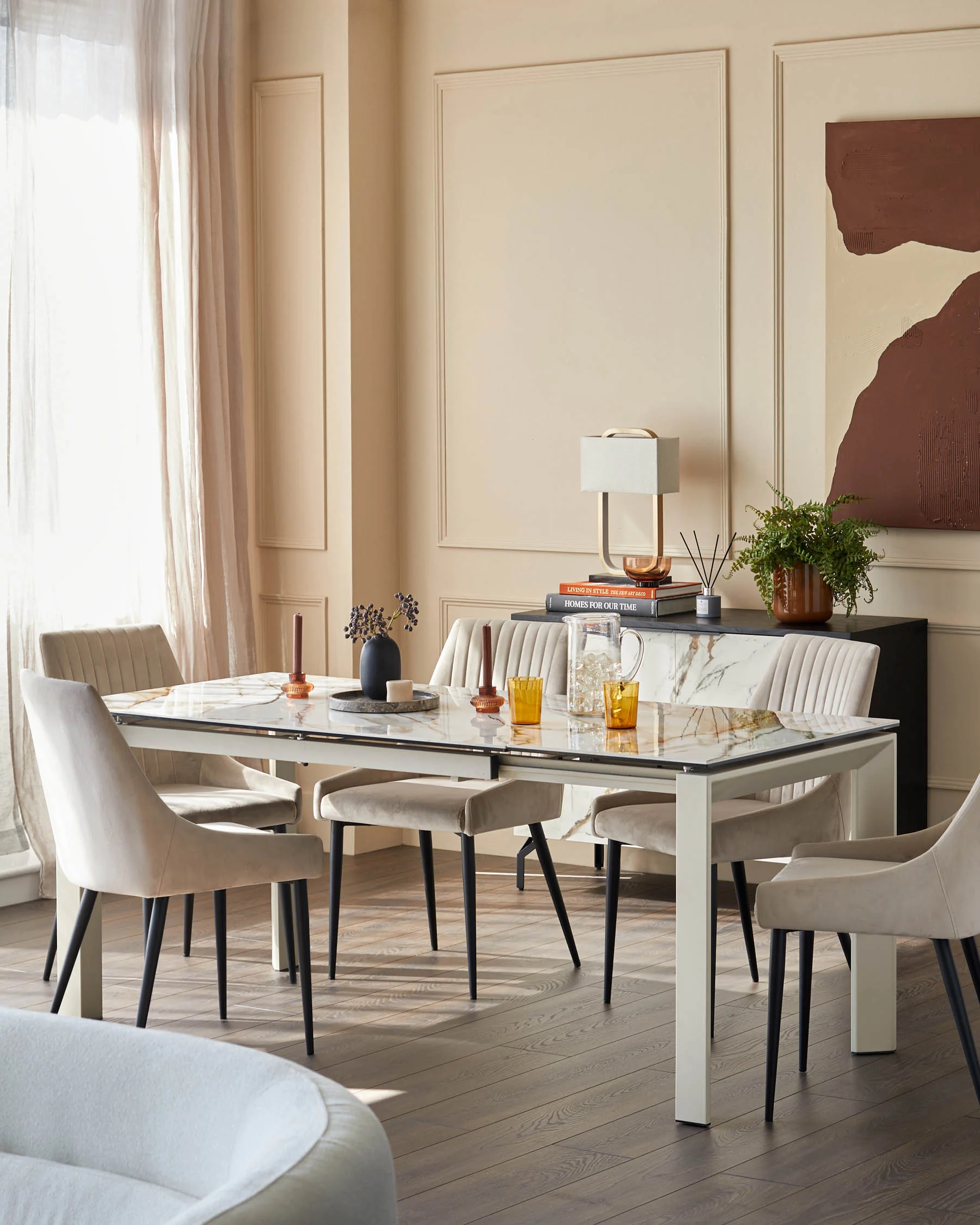 Louis natural ceramic extending 6 to 8 seater dining table - Image 3