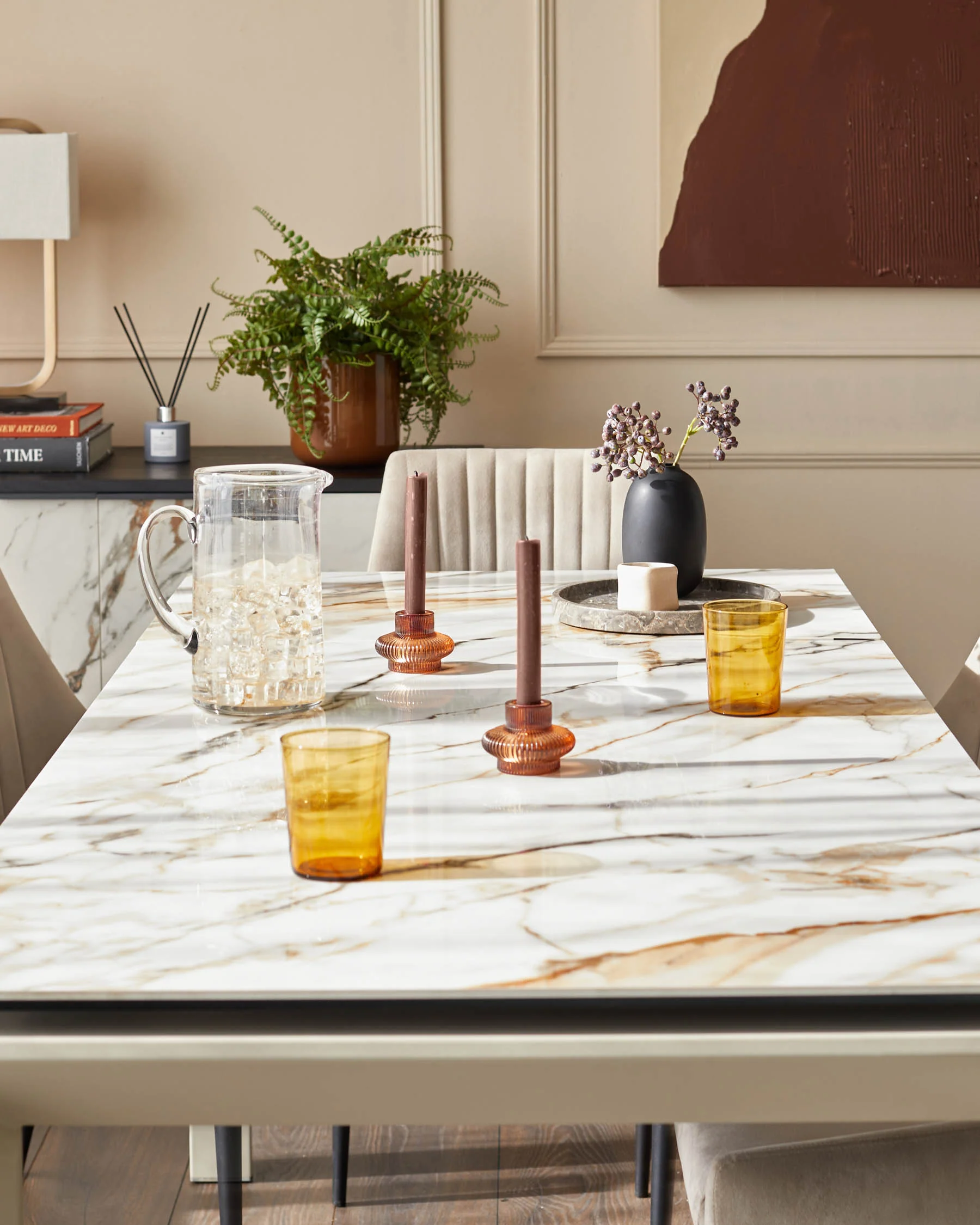 Louis natural ceramic extending 6 to 8 seater dining table - Image 4