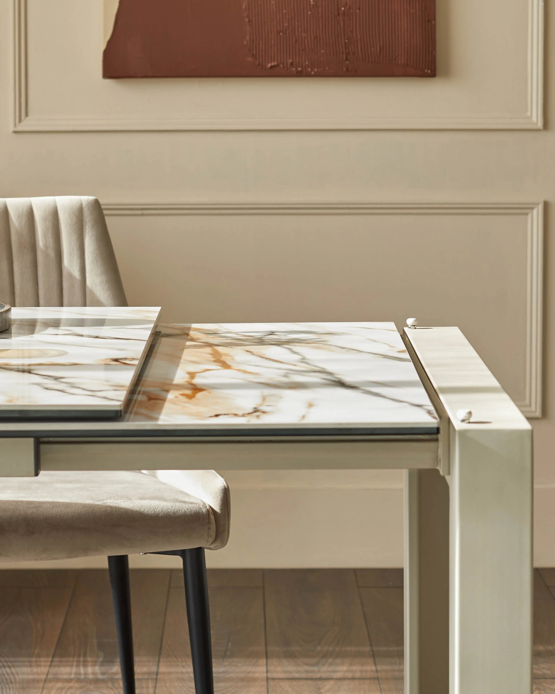 Louis natural ceramic extending 6 to 8 seater dining table - Image 9