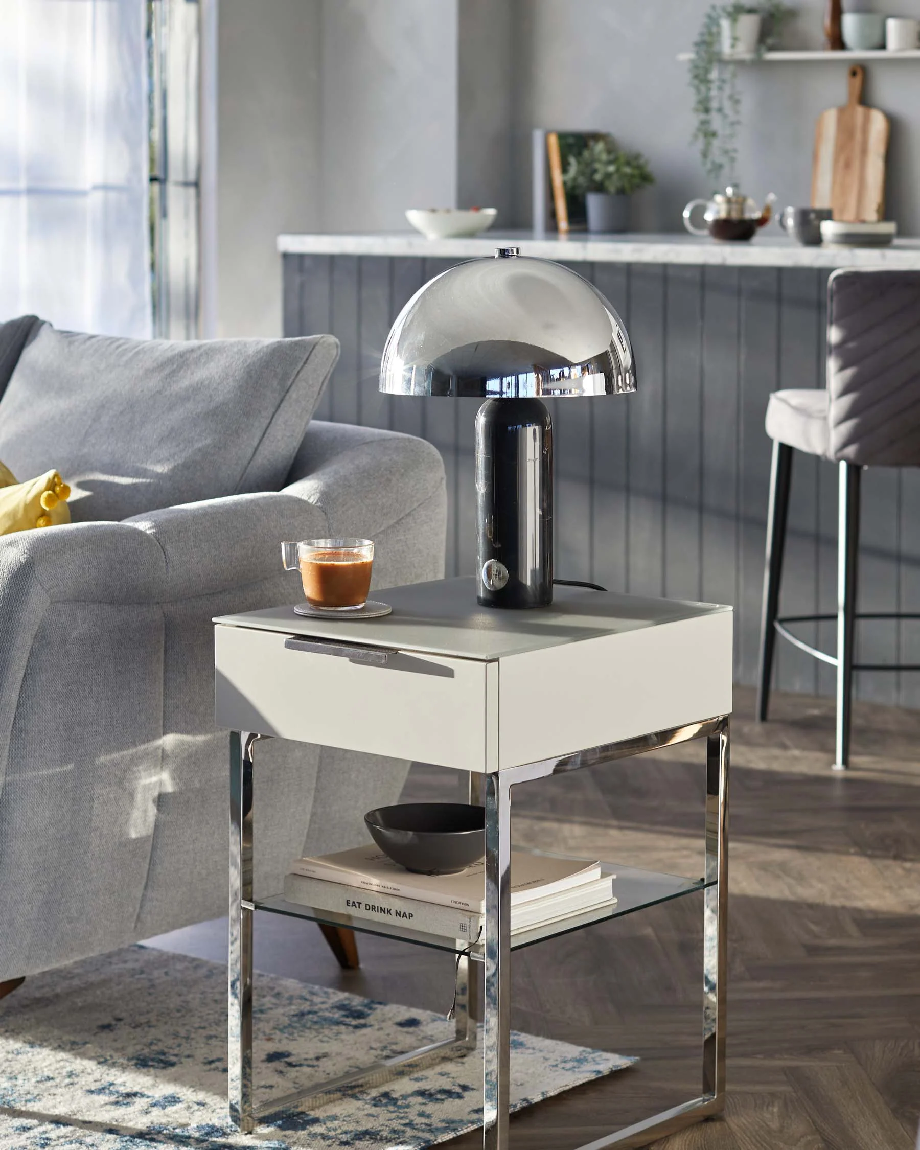 Louis Black Marble and Chrome Table Lamp - Image 4