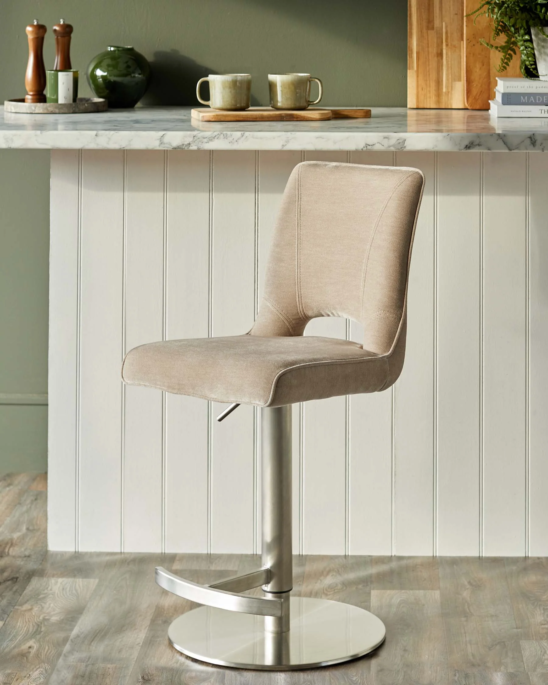 Ludo champagne fabric gas lift bar stool - Image 2