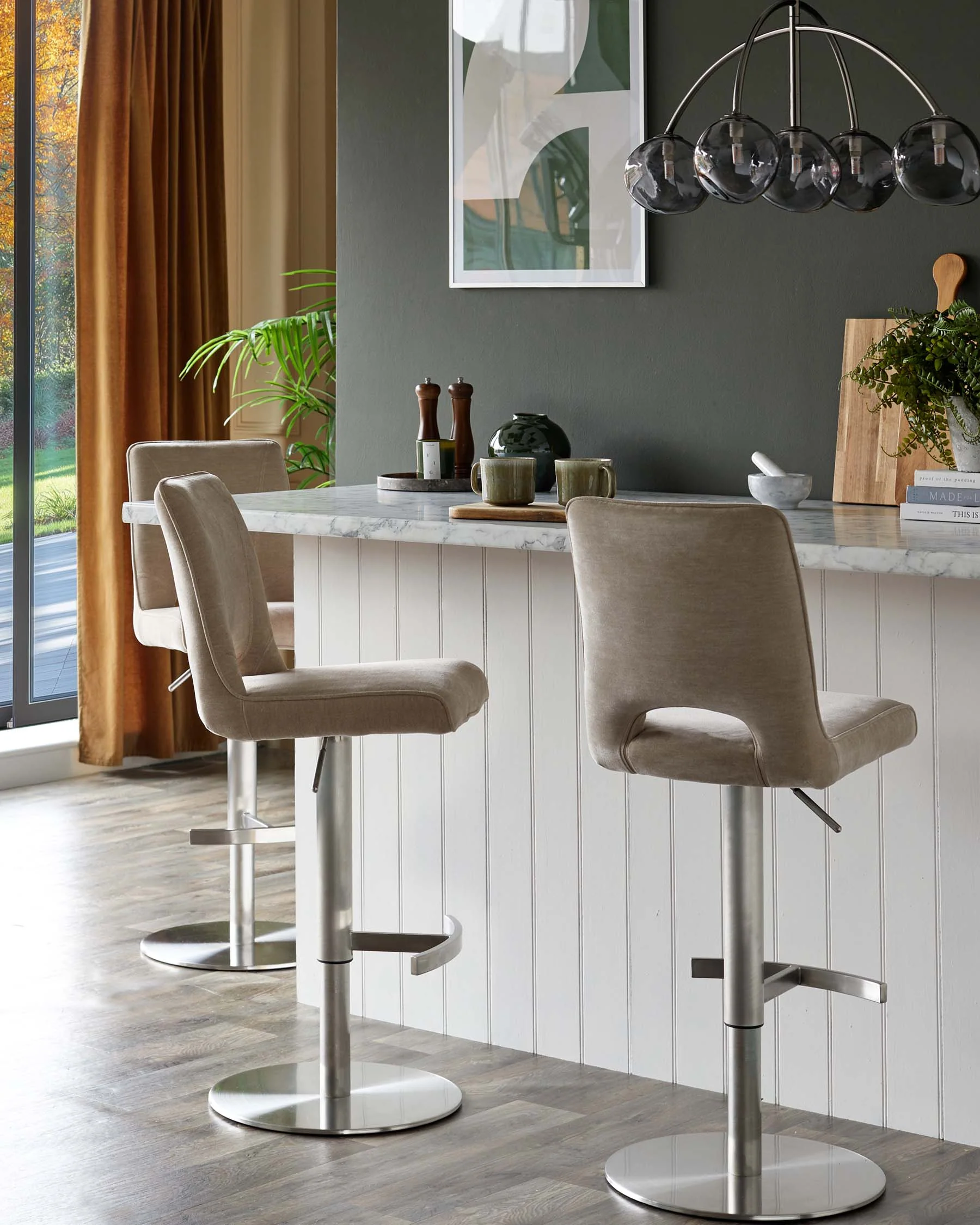 Ludo champagne fabric gas lift bar stool - Image 3