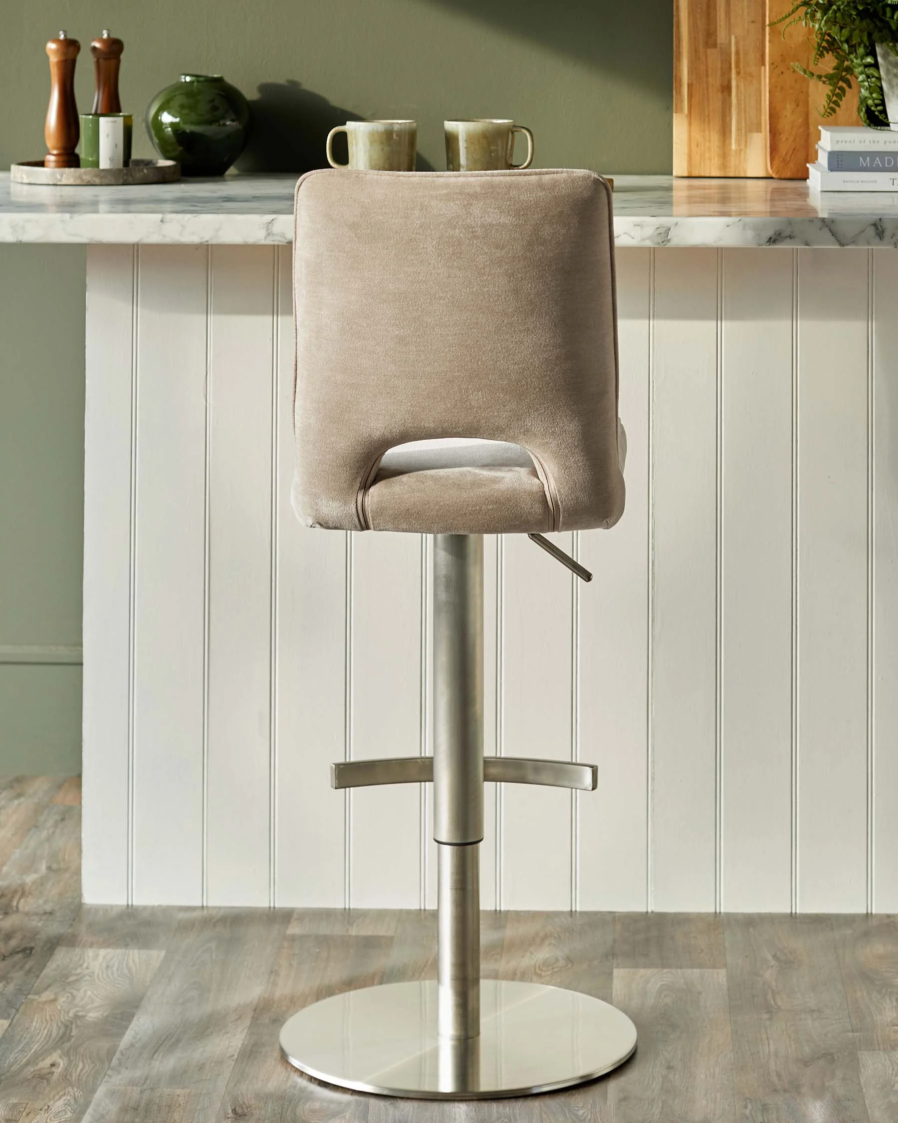 Ludo champagne fabric gas lift bar stool - Image 6