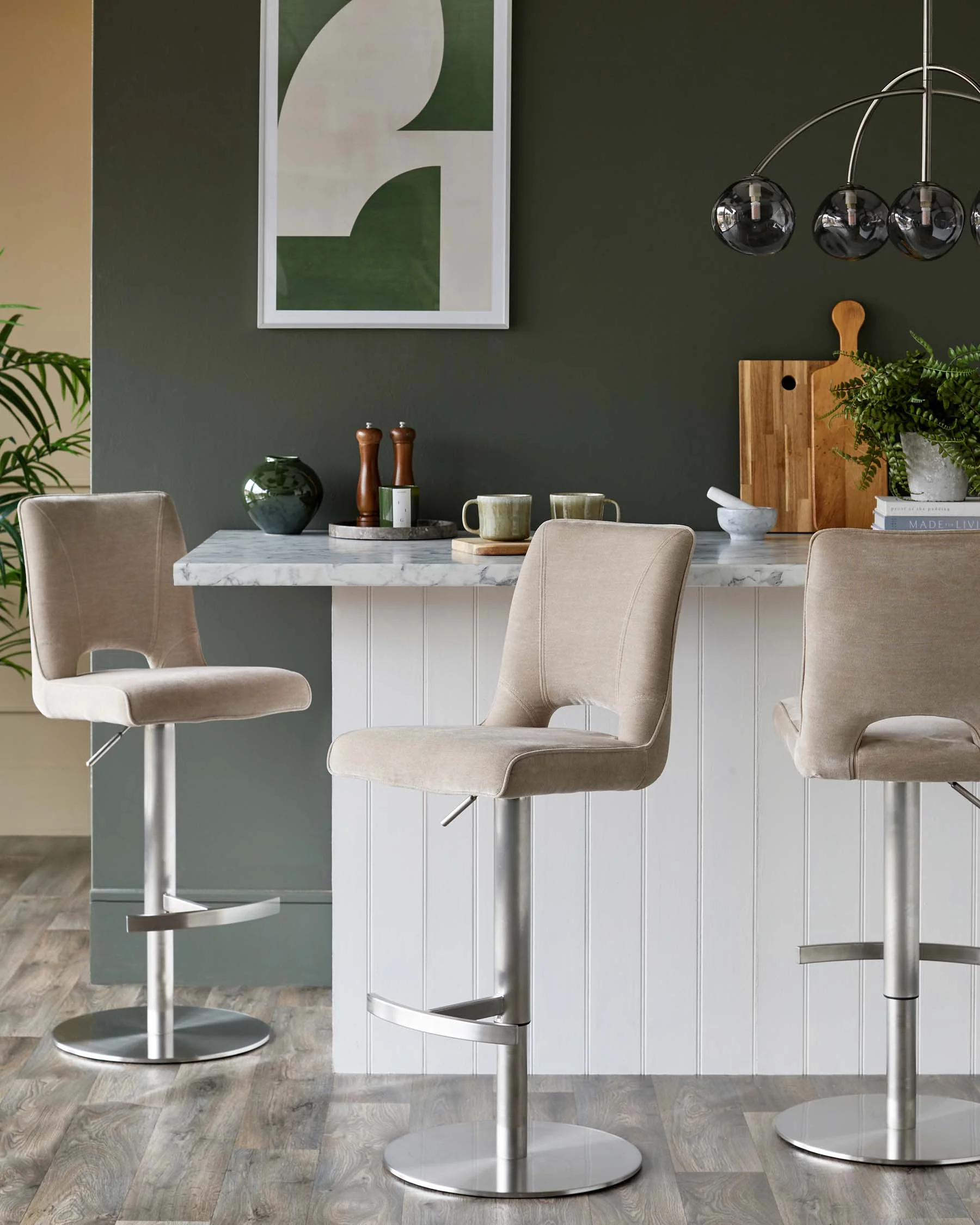Ludo champagne fabric gas lift bar stool - Image 7