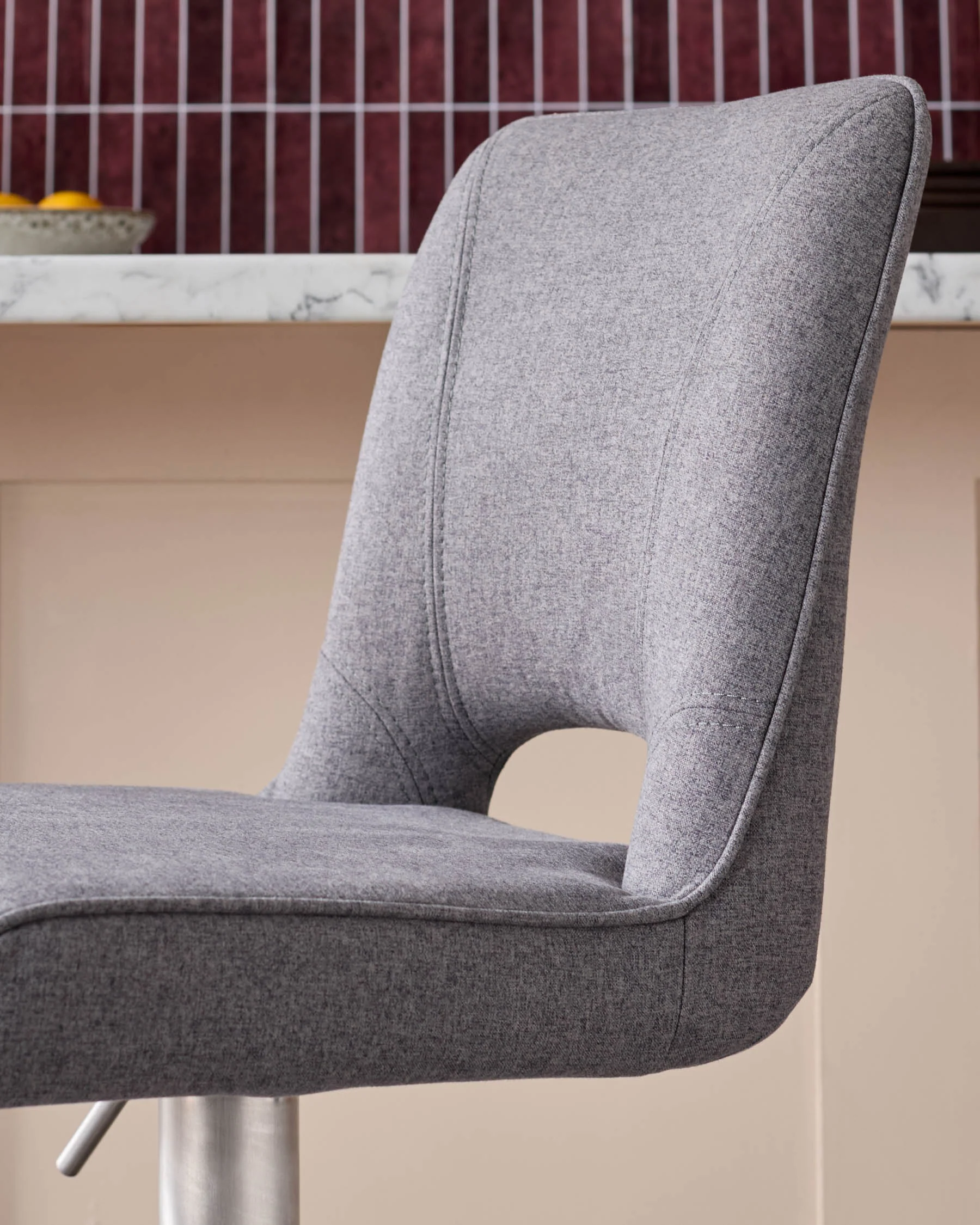 Ludo Dark Grey Fabric Gas Lift Bar Stool - Image 8