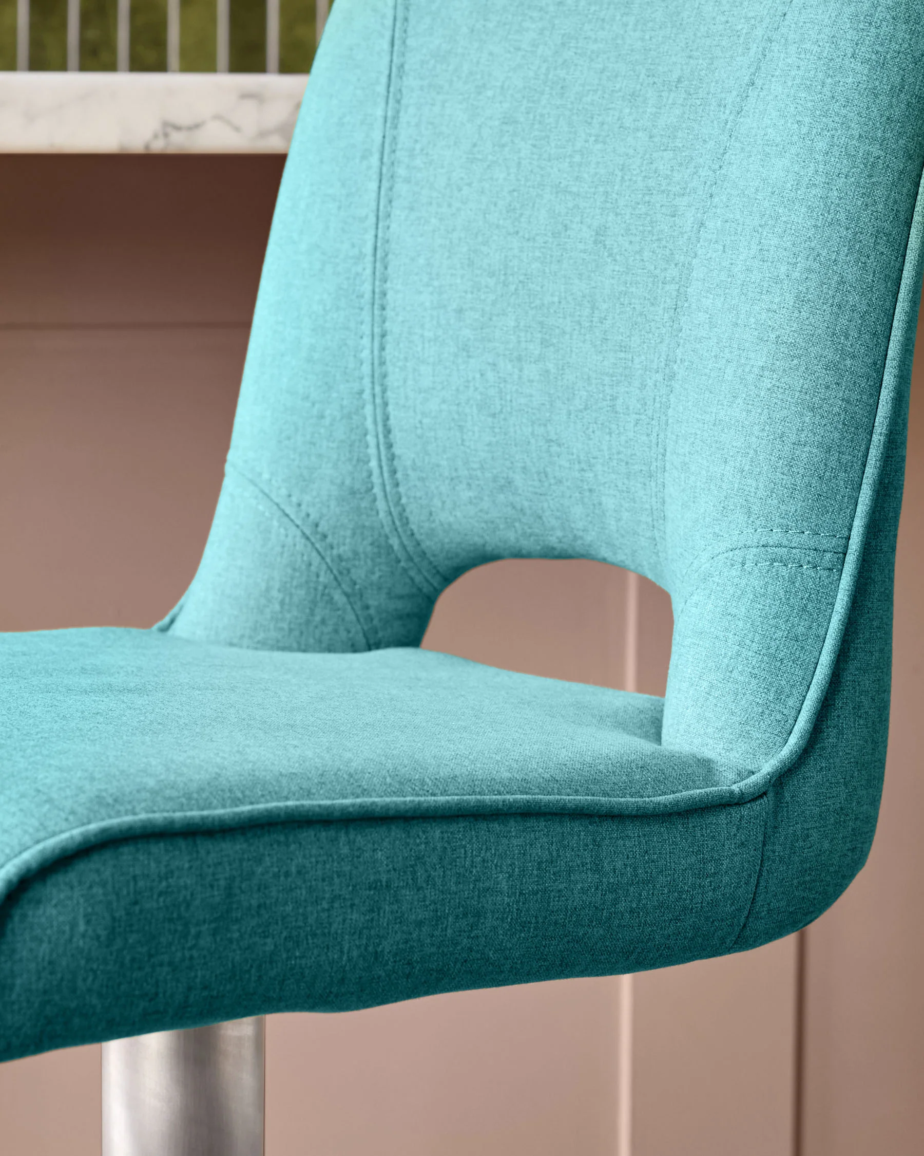 Ludo Teal Fabric Gas Lift Bar Stool - Image 6