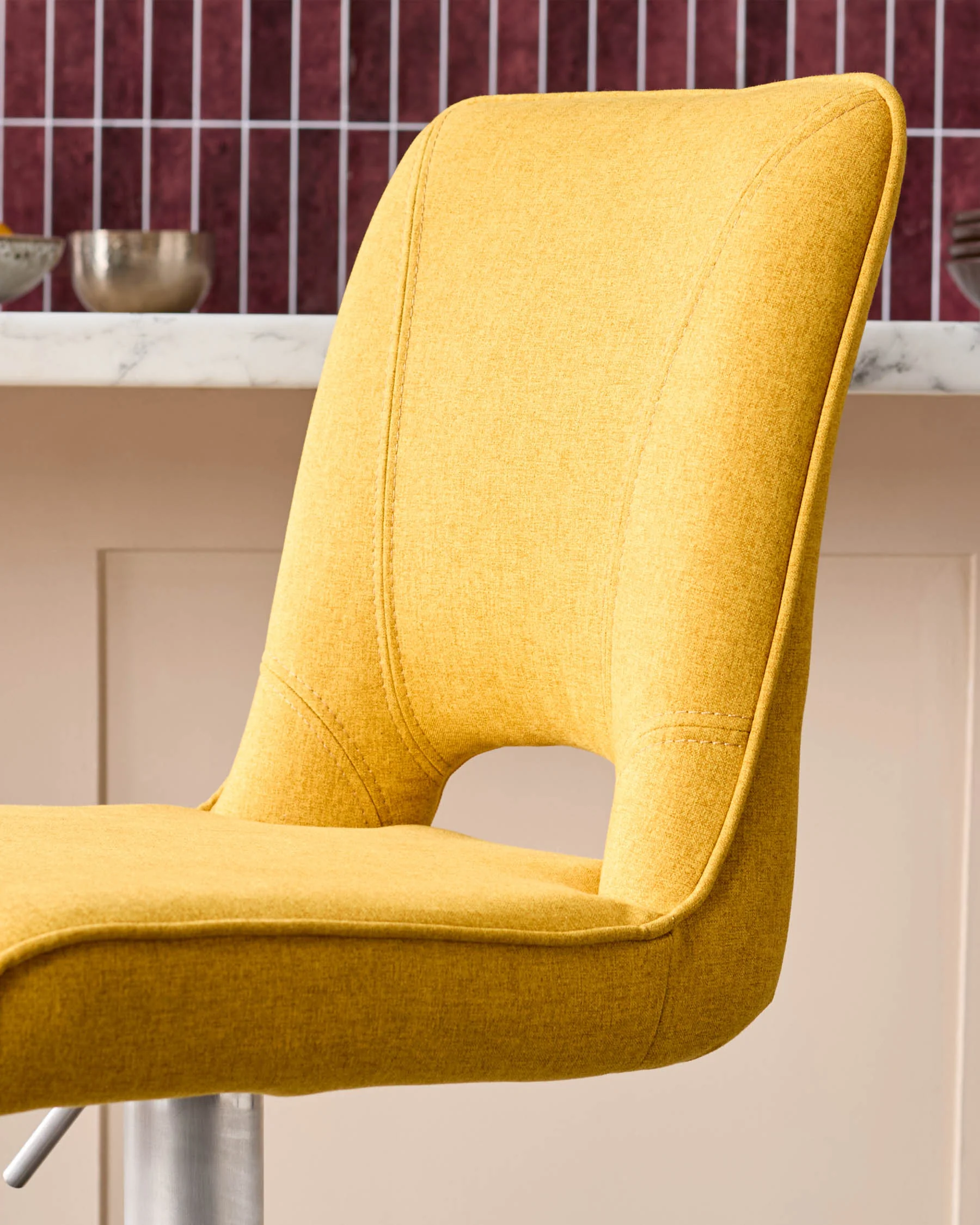 Ludo Yellow Fabric Gas Lift Bar Stool - Image 5