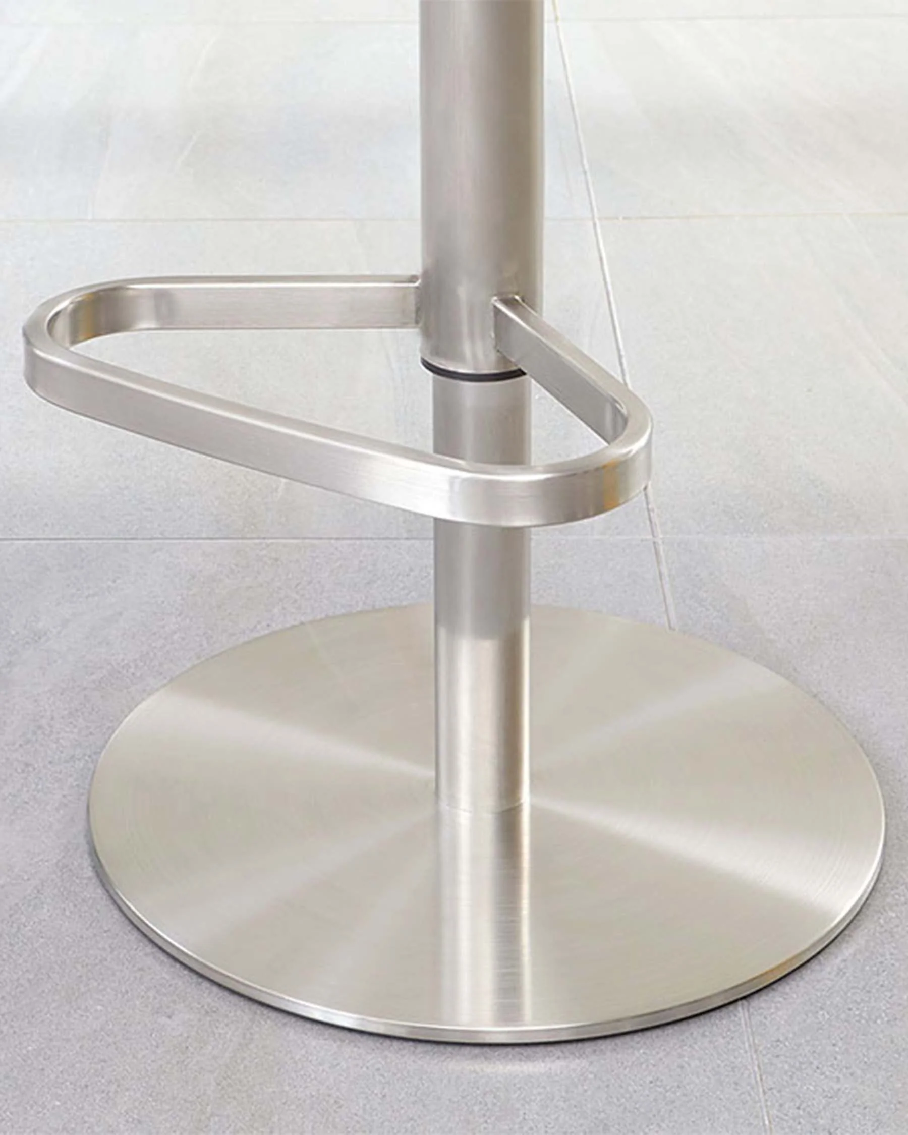 Lumos Dark Grey Faux Leather Stainless Steel Gas Lift Bar Stool - Image 3