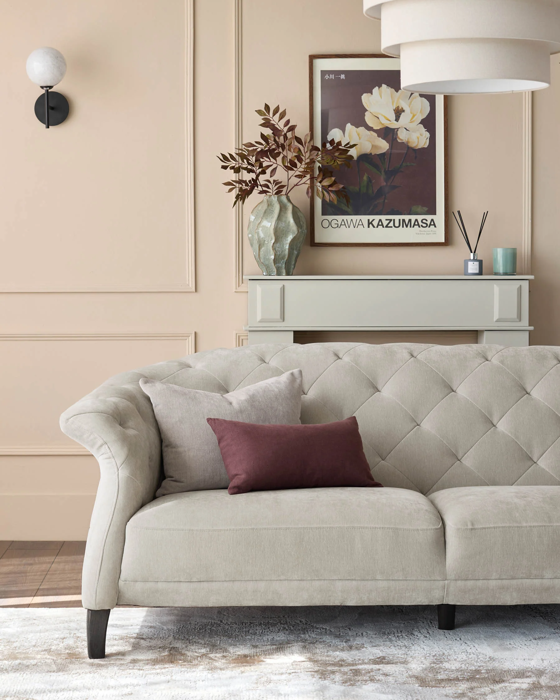 Luxe ivory chenille 2 seater sofa - Image 3