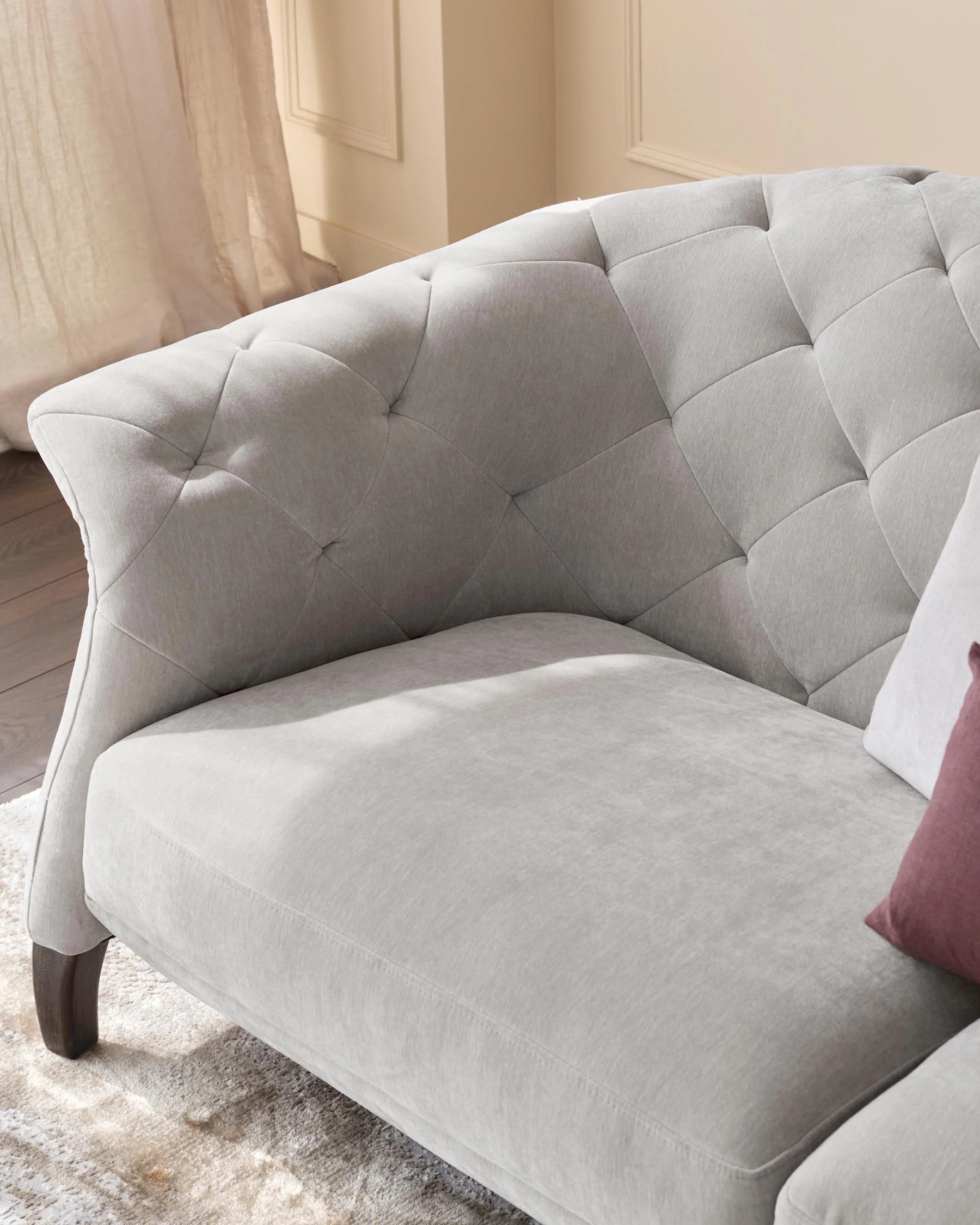 Luxe 2 Seater Sofa Light Grey Fabric - Image 4