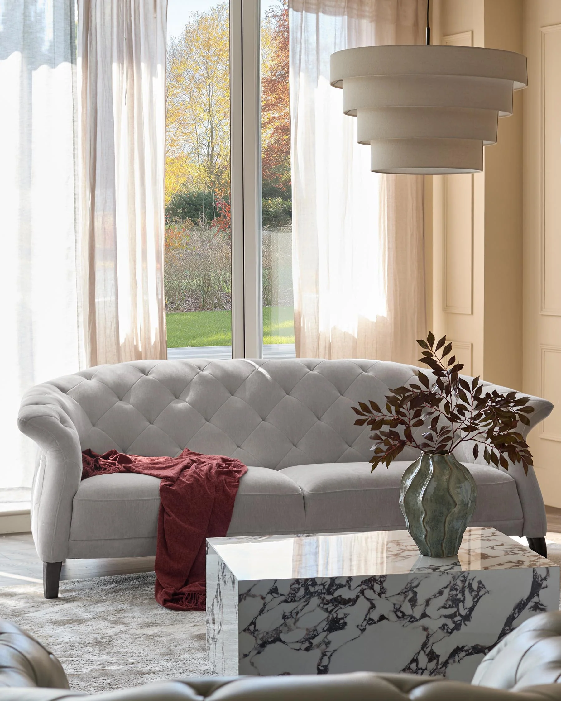Luxe 2 Seater Sofa Light Grey Fabric - Image 6