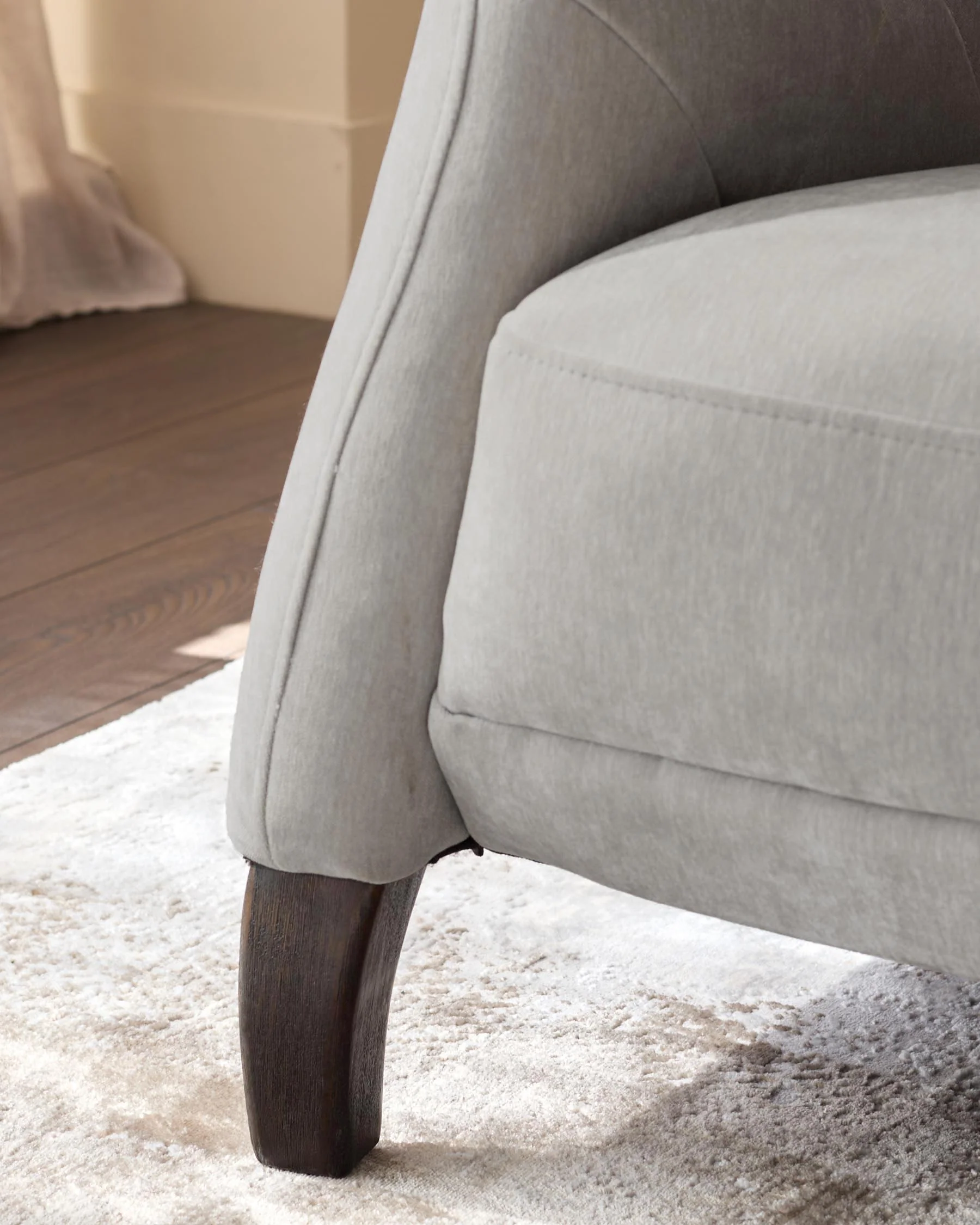 Luxe 2 Seater Sofa Light Grey Fabric - Image 8