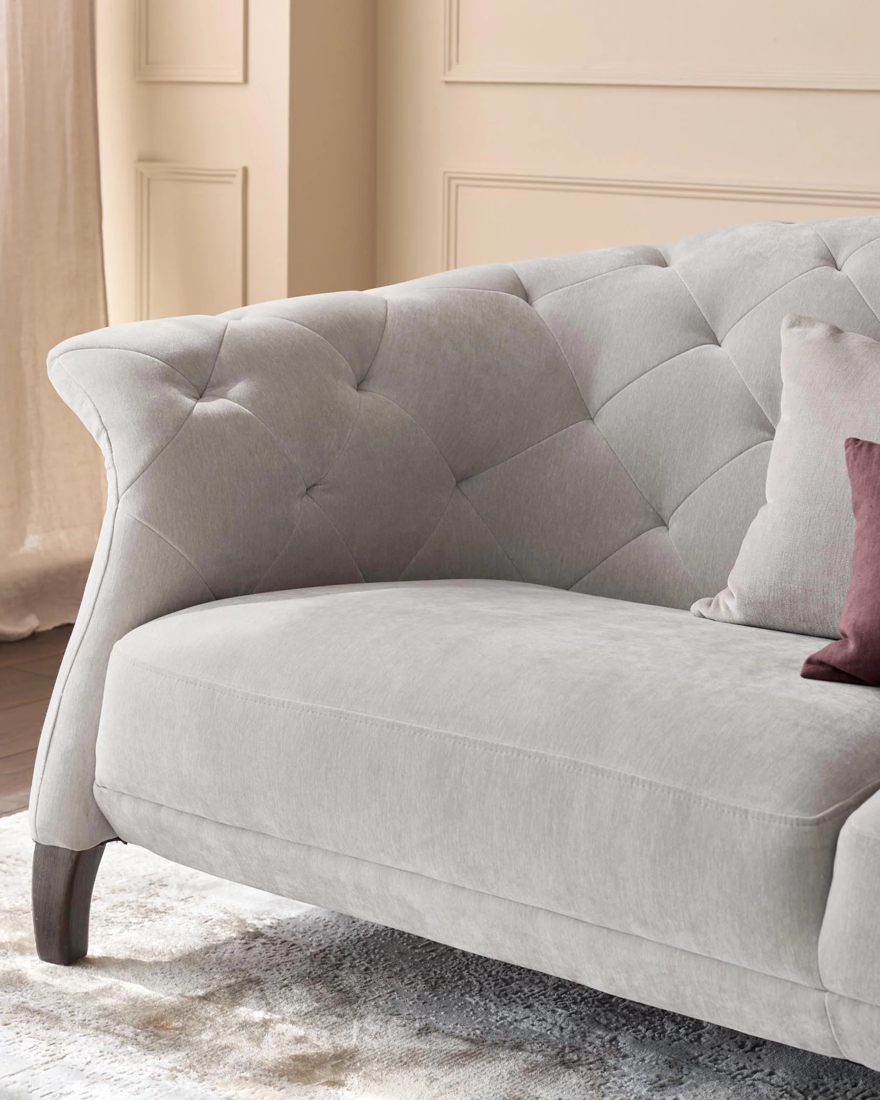 Luxe 2 Seater Sofa Light Grey Fabric - Image 9