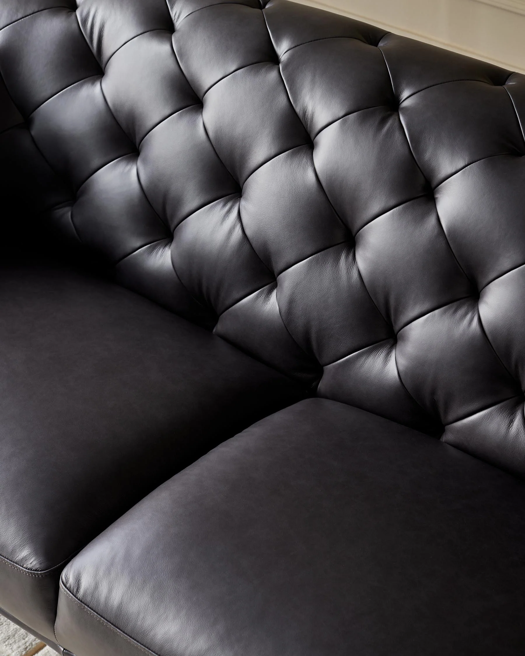 Luxe black leather 2 seater sofa - Image 5