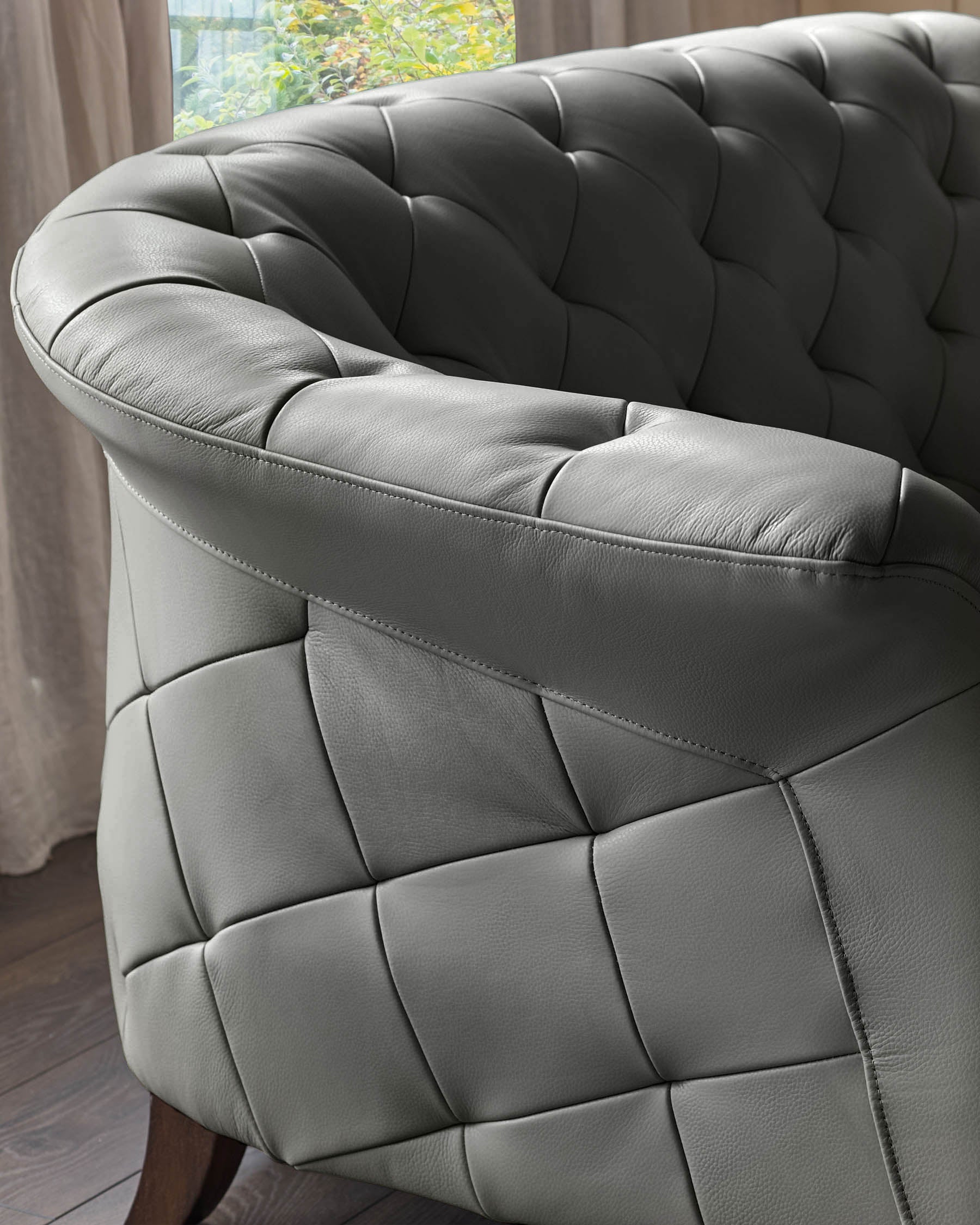 Luxe Dark Grey Leather 2 Seater Sofa - Image 3