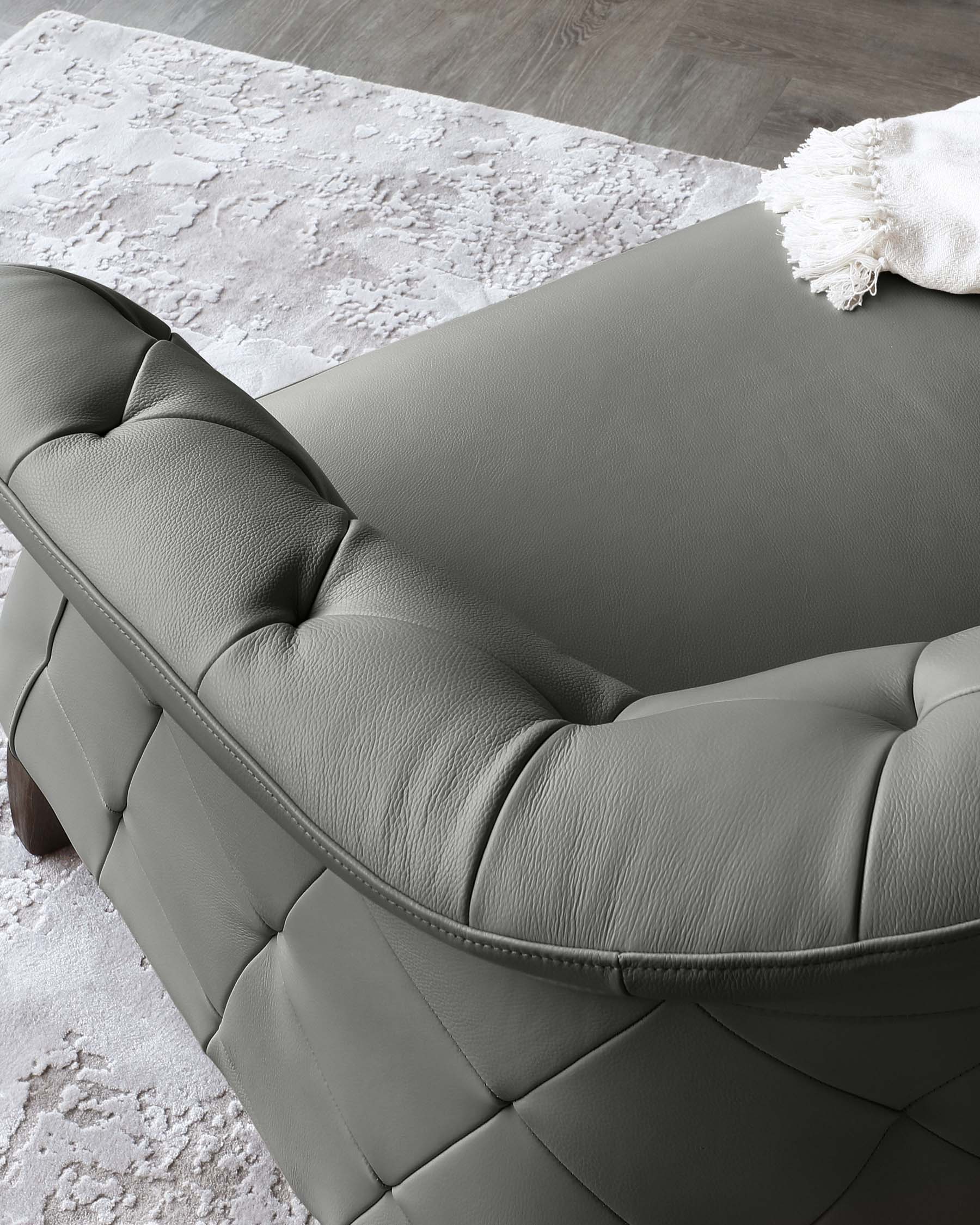 Luxe Dark Grey Leather 2 Seater Sofa - Image 7