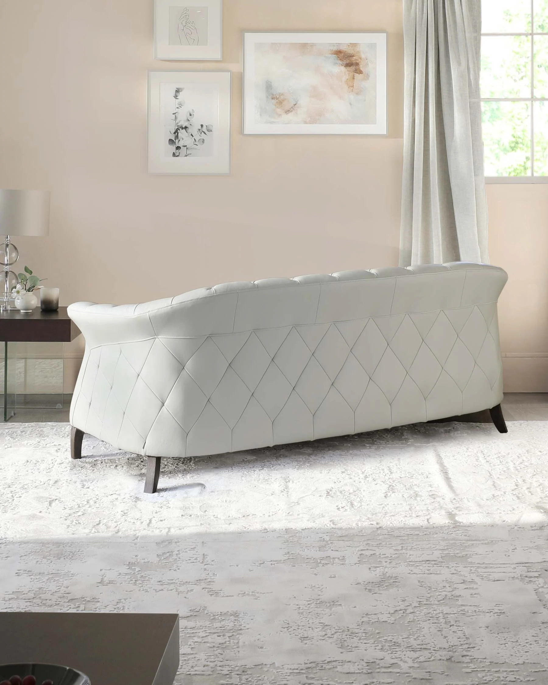 Luxe Natural Grey Leather 2 Seater Sofa - Image 4