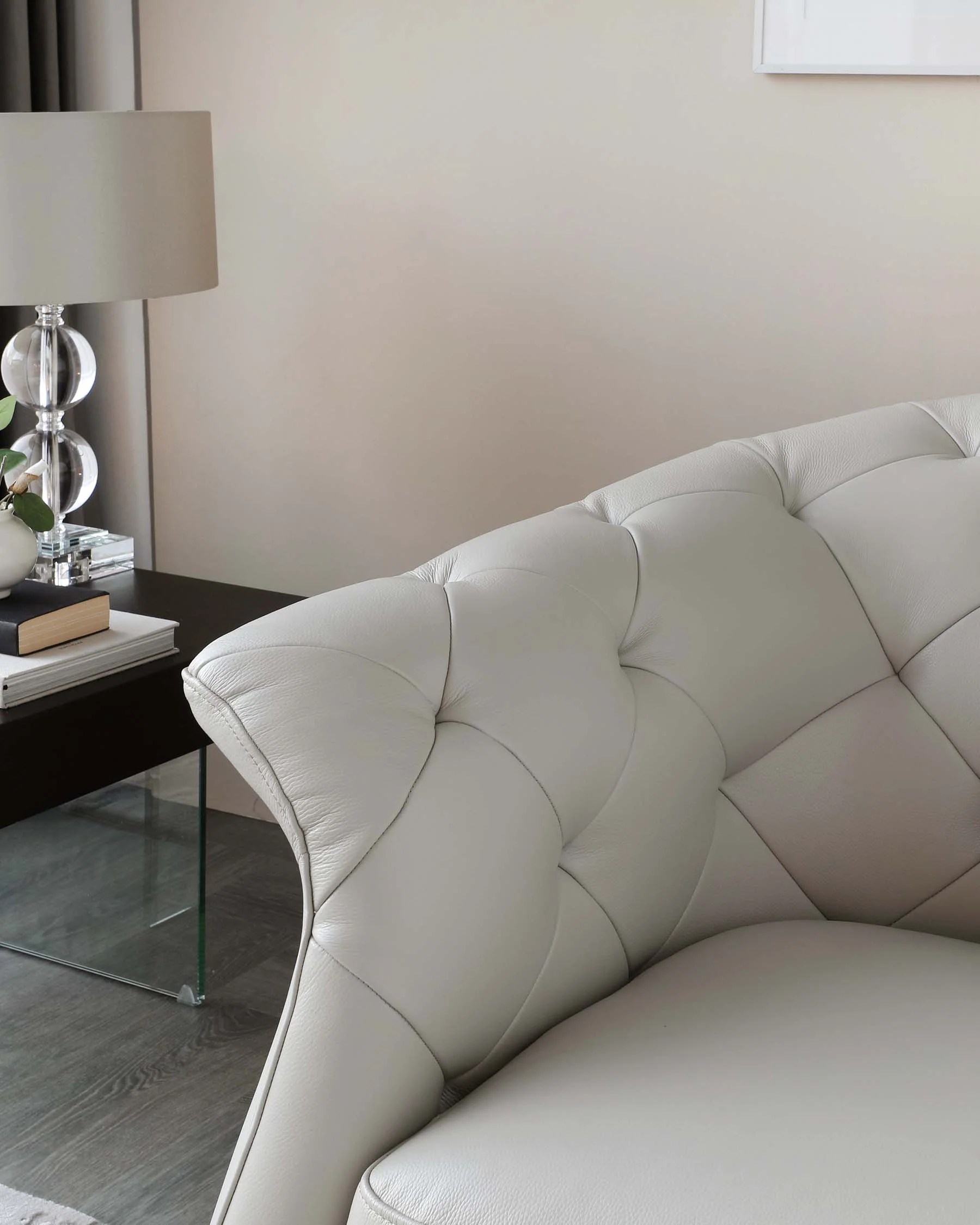 Luxe Natural Grey Leather 2 Seater Sofa - Image 6