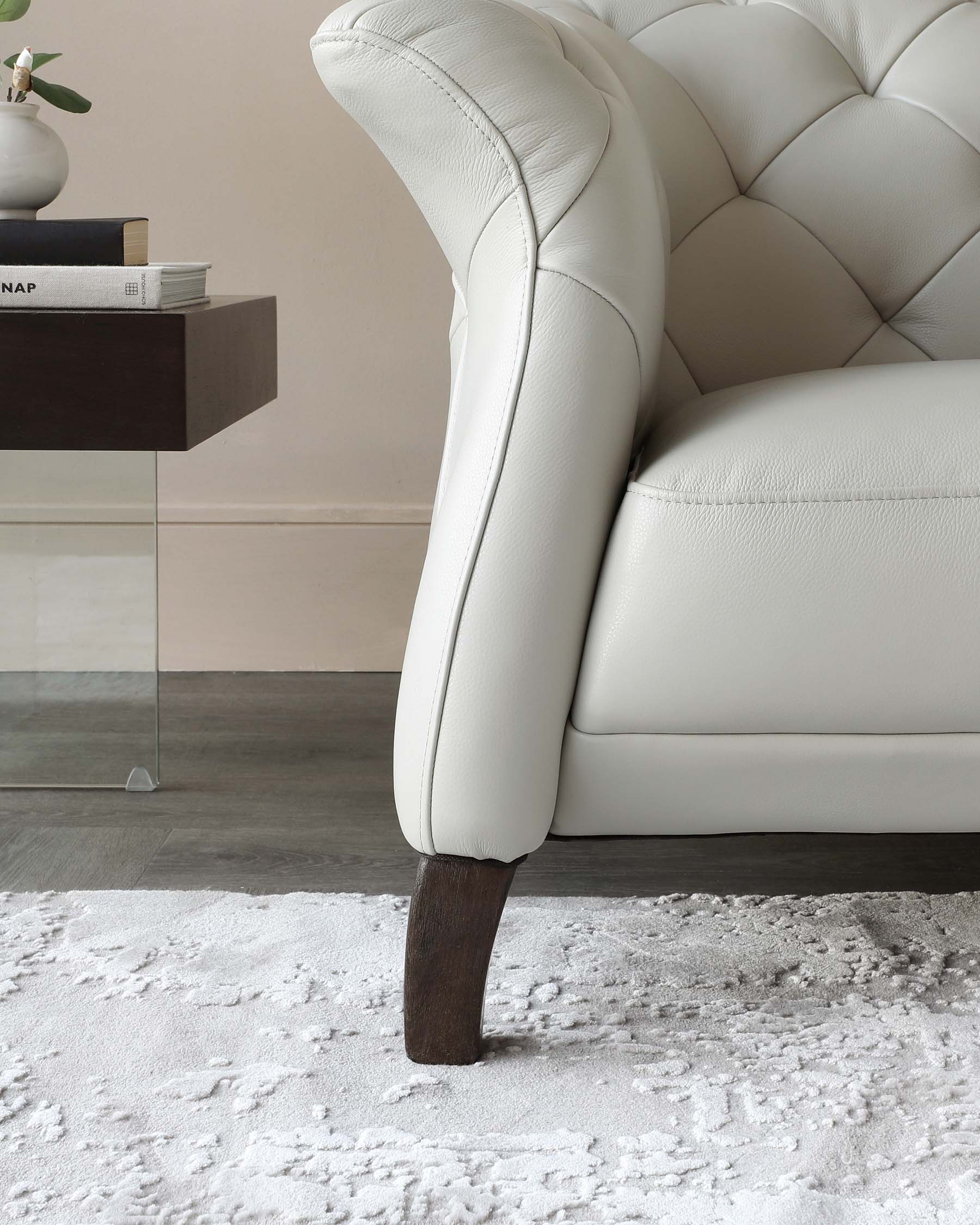 Luxe Natural Grey Leather 2 Seater Sofa - Image 9