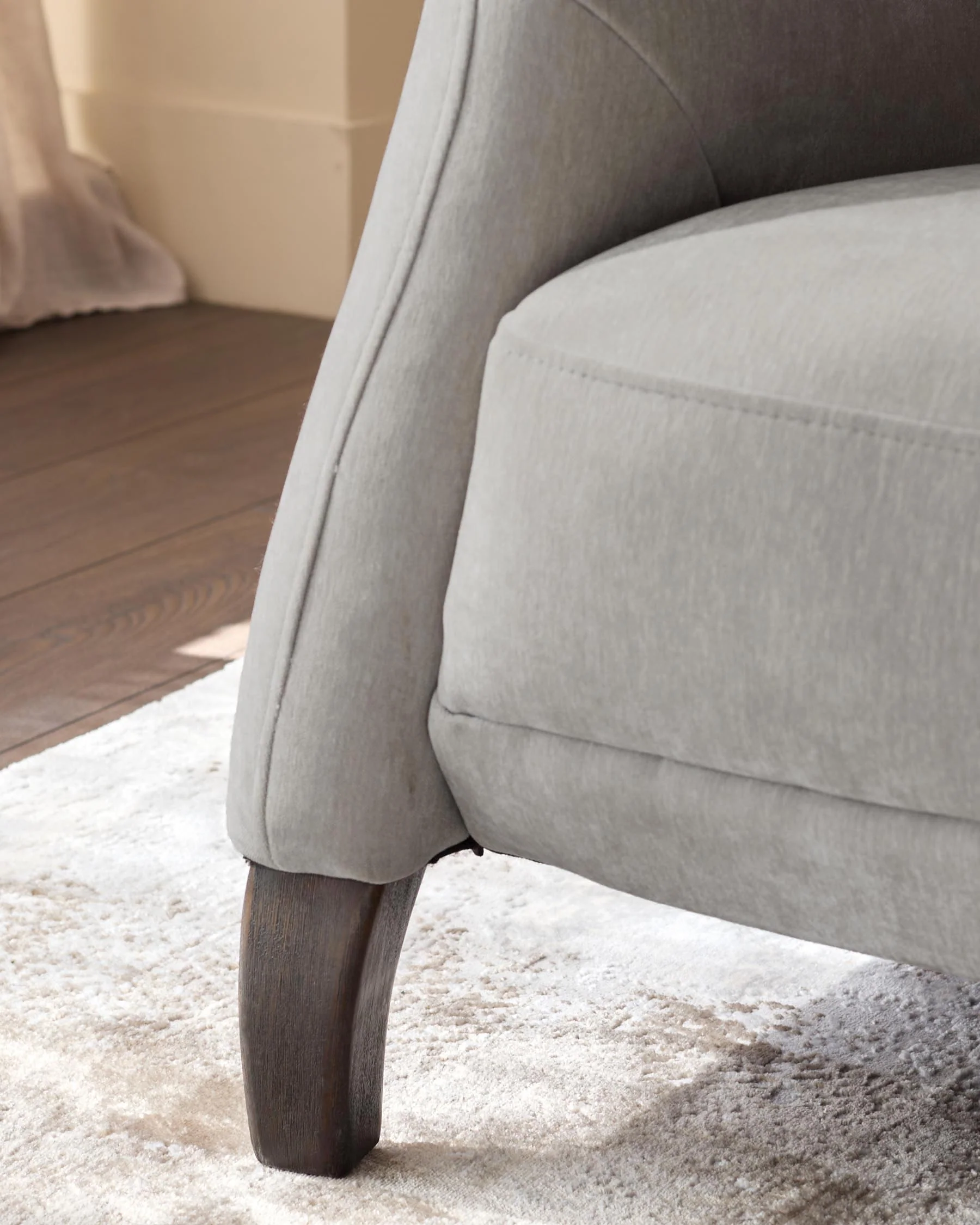 Luxe Light Grey Fabric Armchair - Image 5