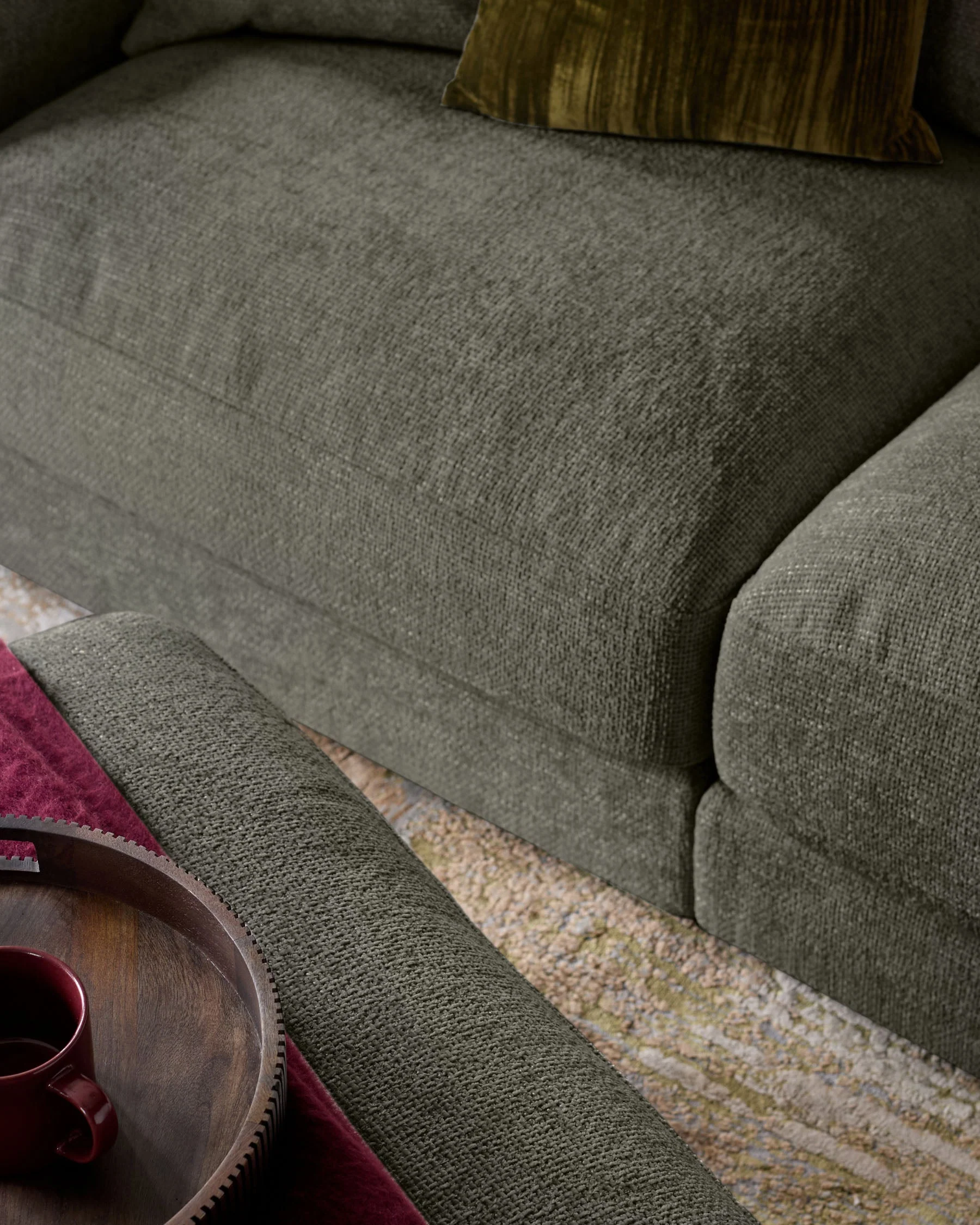 Lynetta dark green chenille 3 seater sofa - Image 11
