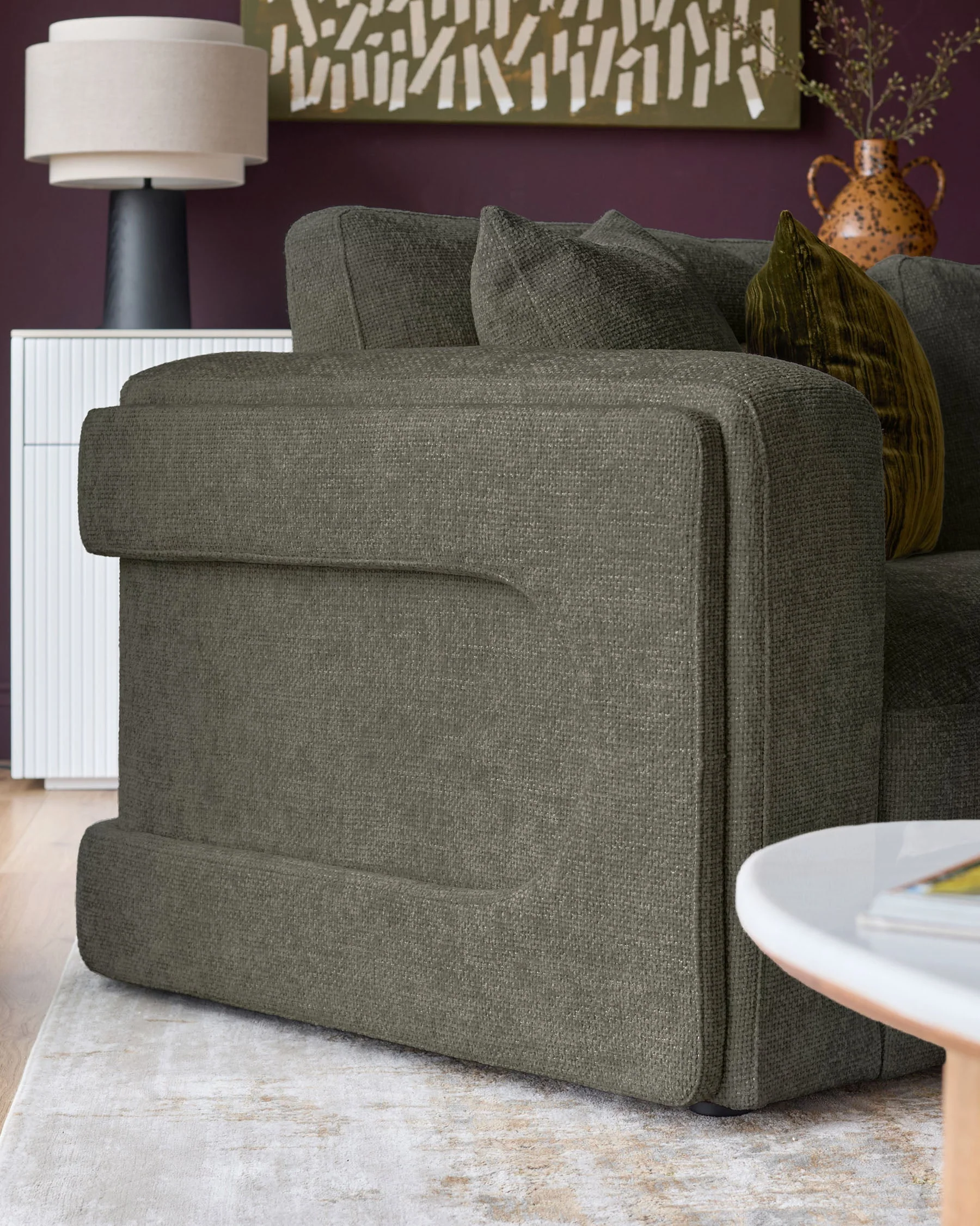Lynetta dark green chenille 3 seater sofa - Image 12