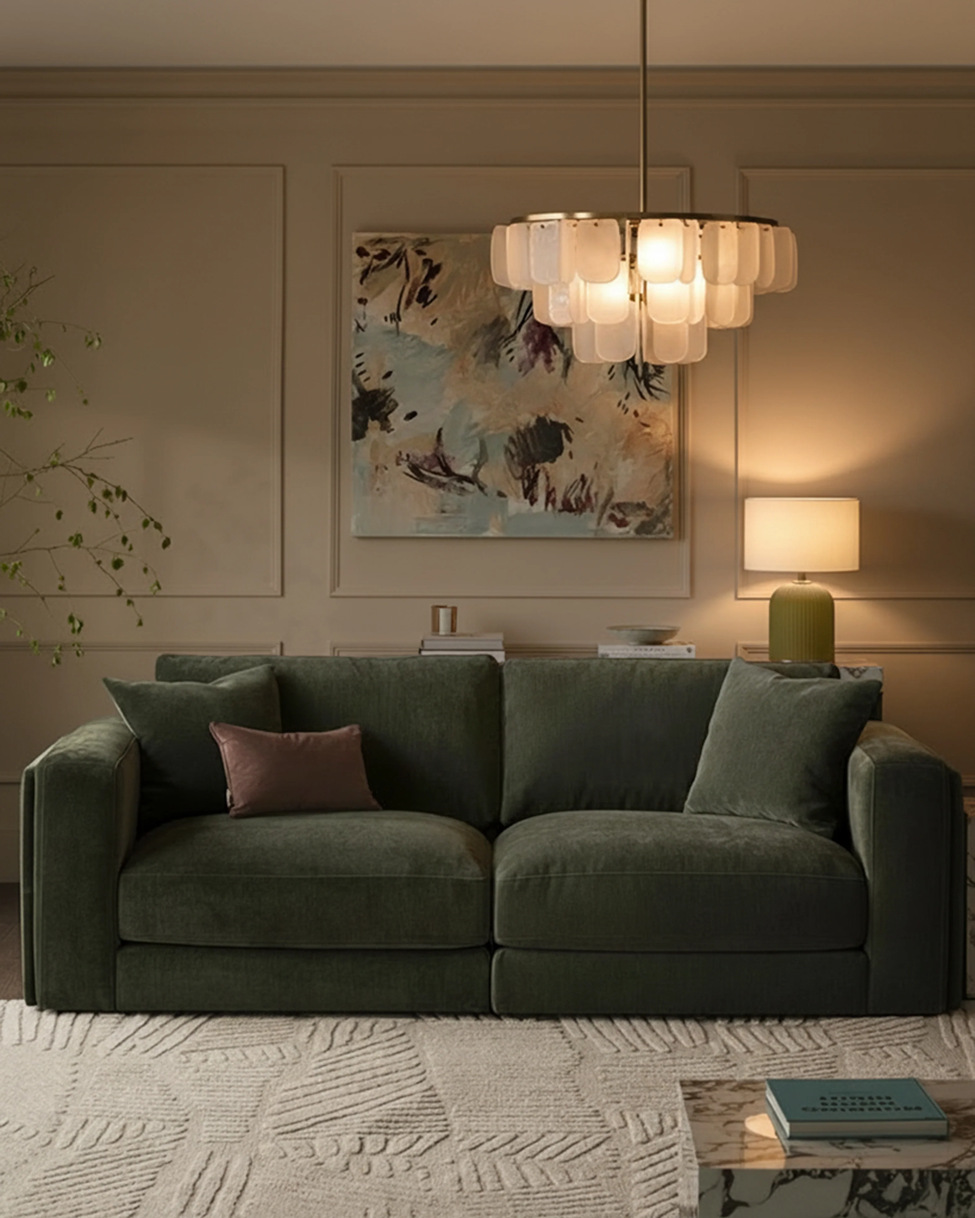 Lynetta dark green chenille 3 seater sofa - Image 4