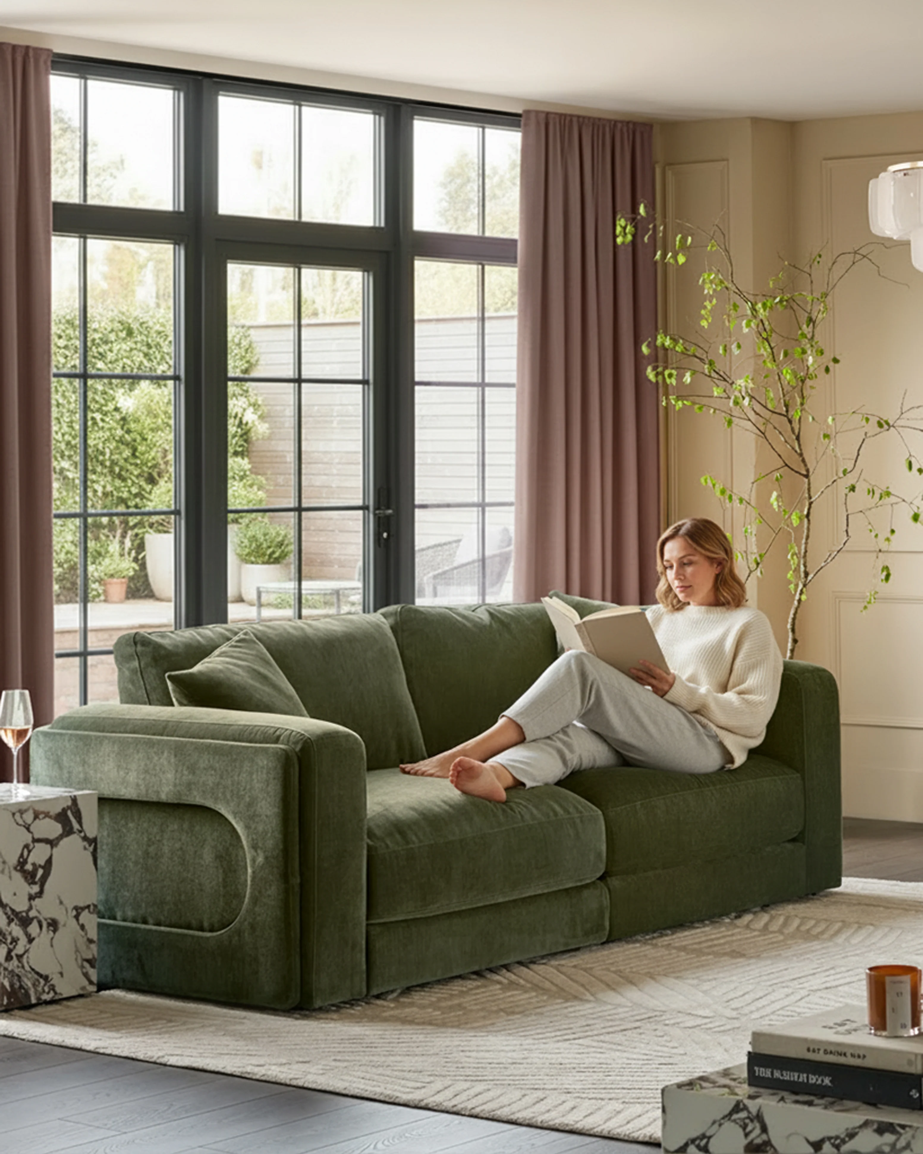 Lynetta dark green chenille 3 seater sofa - Image 5