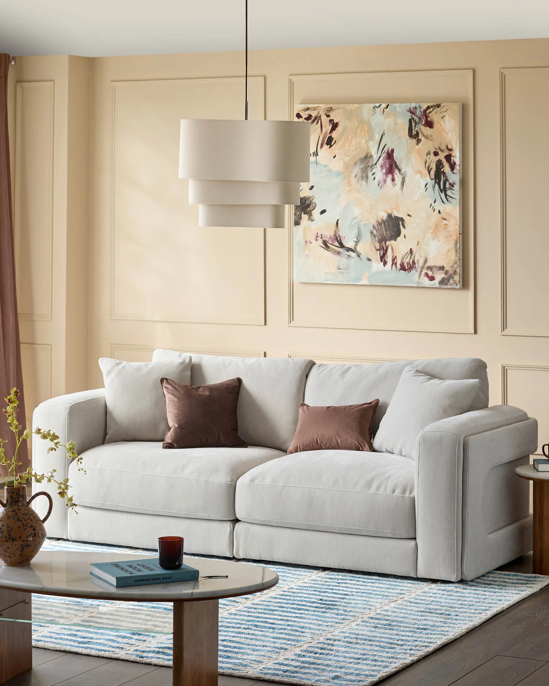 Lynetta natural grey chenille 3 seater sofa
