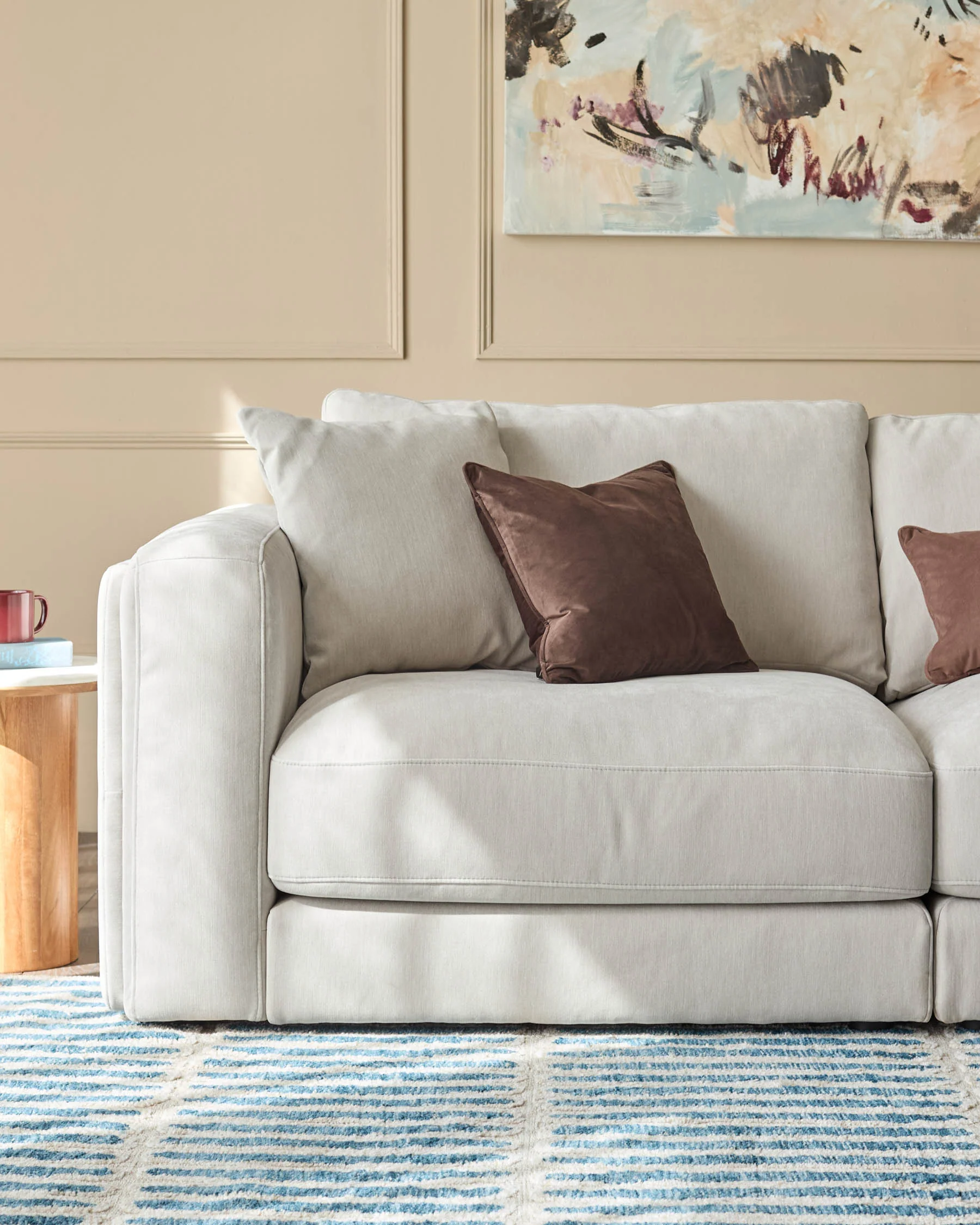 Lynetta natural grey chenille 3 seater sofa - Image 3
