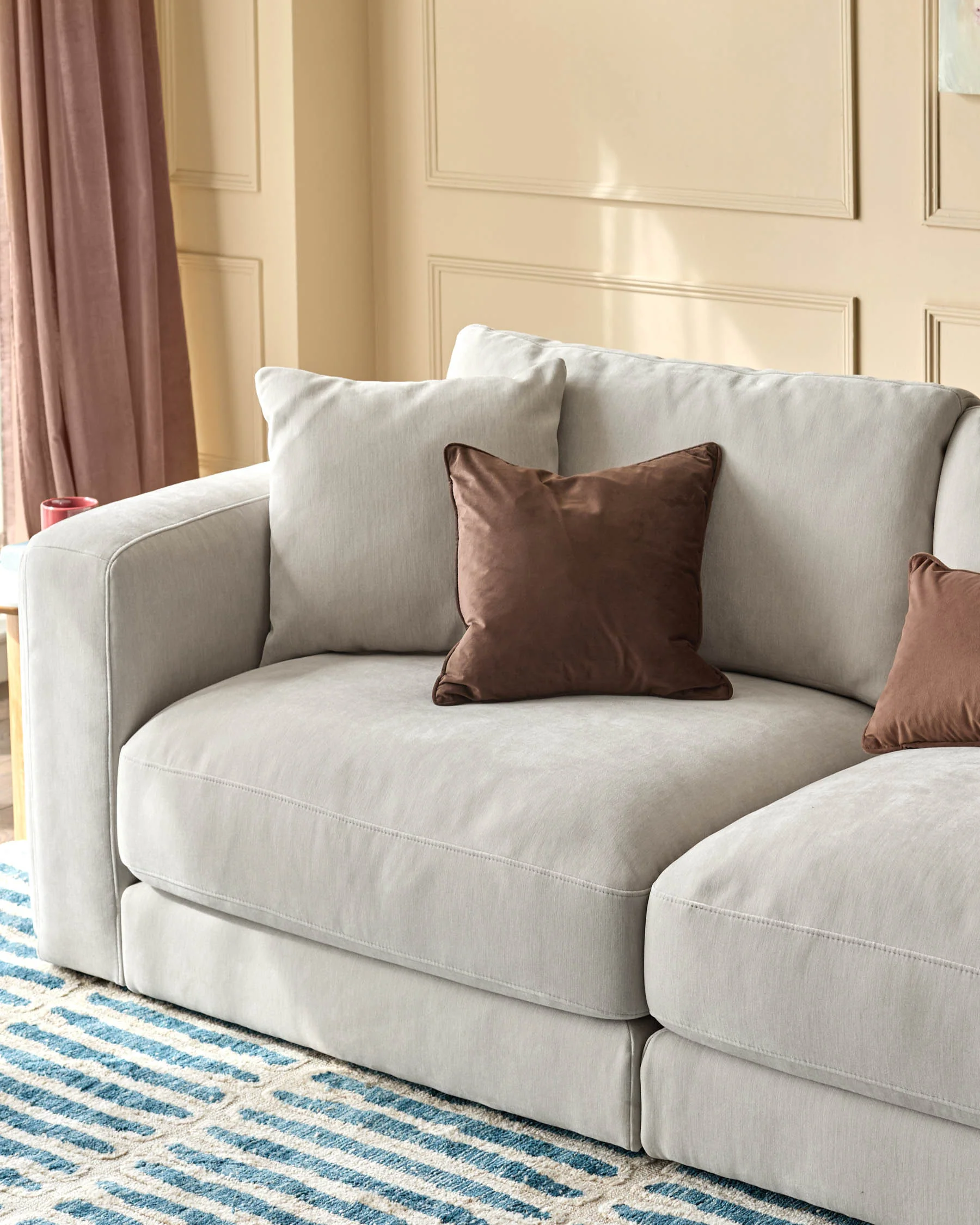 Lynetta natural grey chenille 3 seater sofa - Image 4