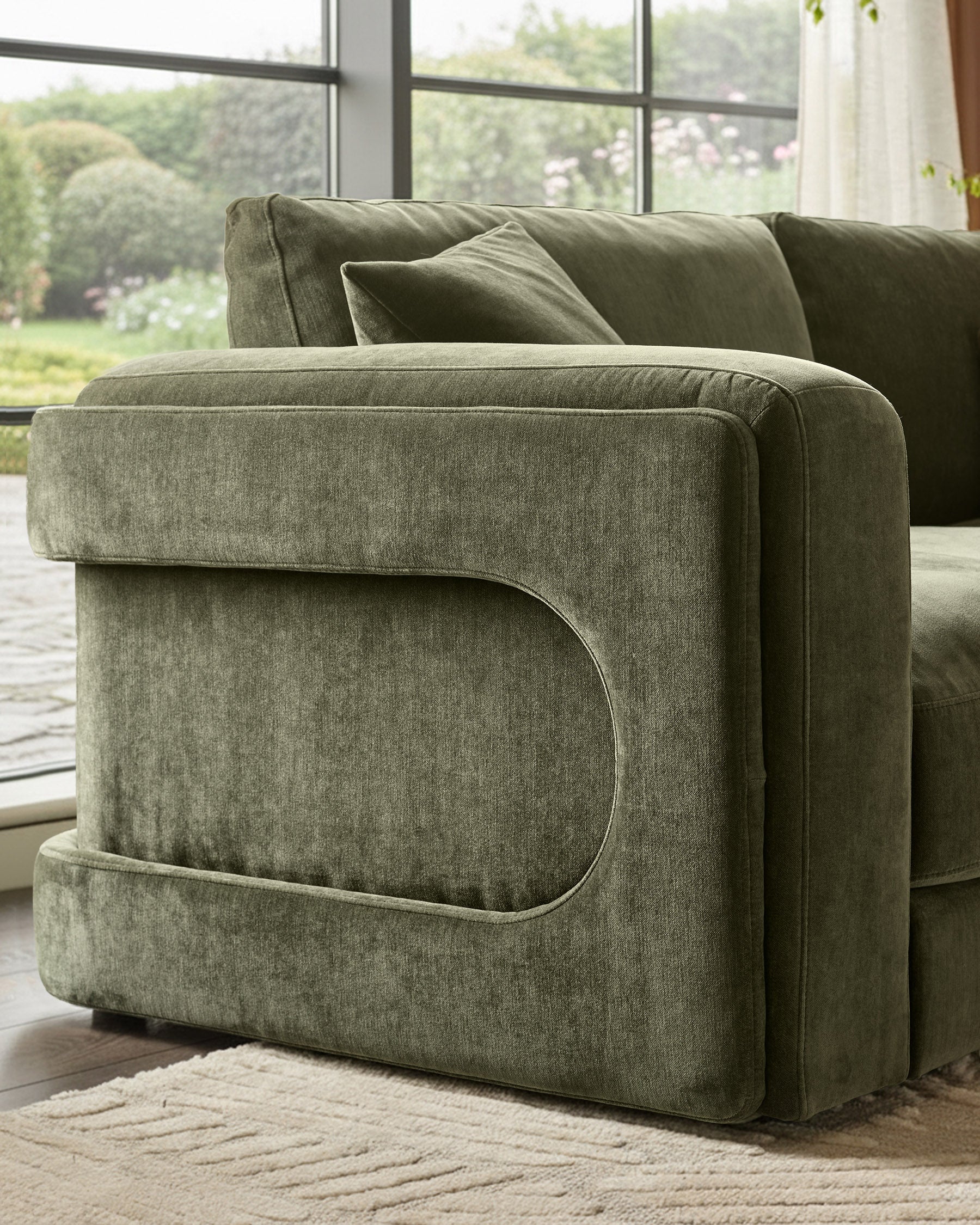 Lynetta dark green chenille 3 seater sofa - Image 6