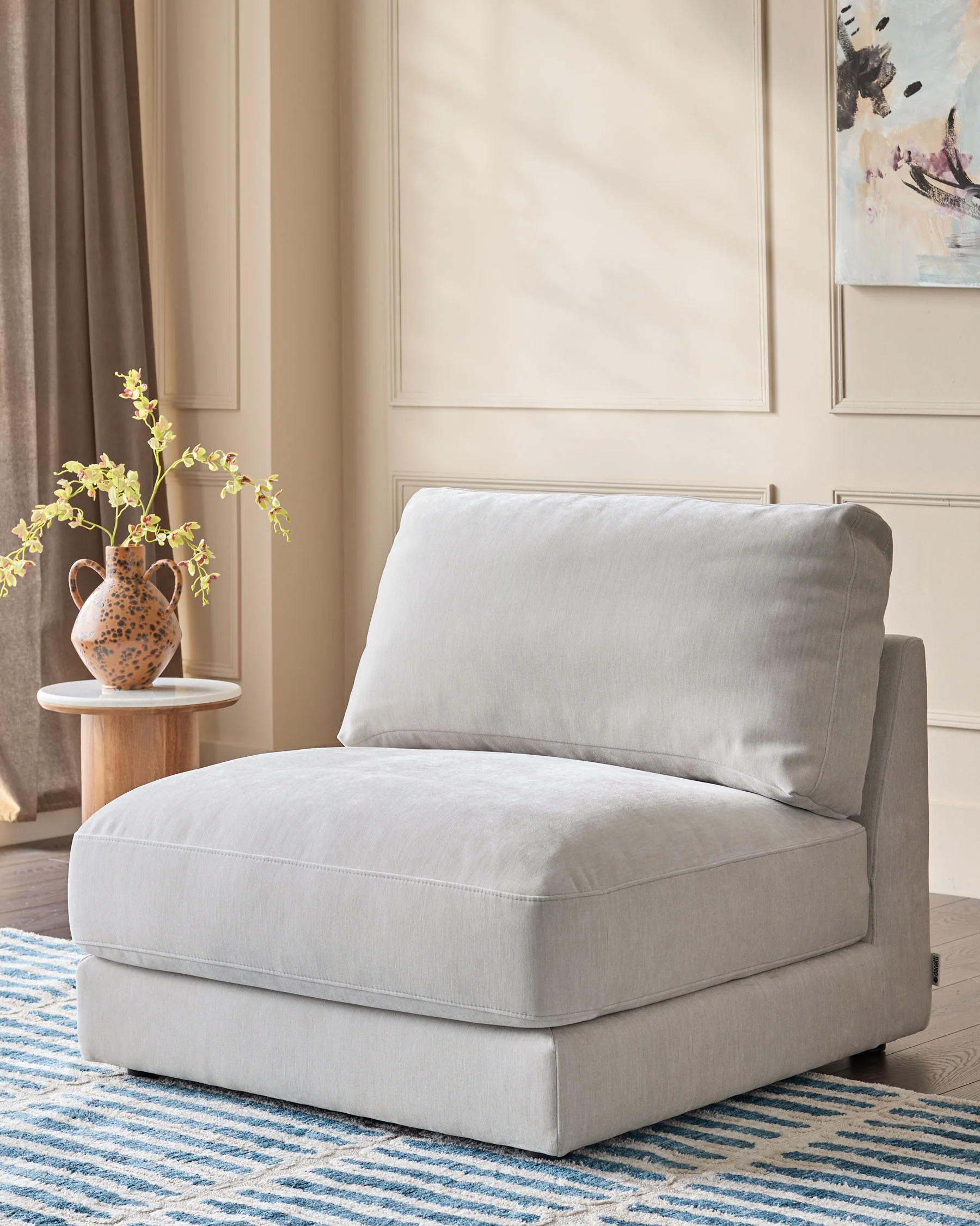 Lynetta natural grey chenille sofa module