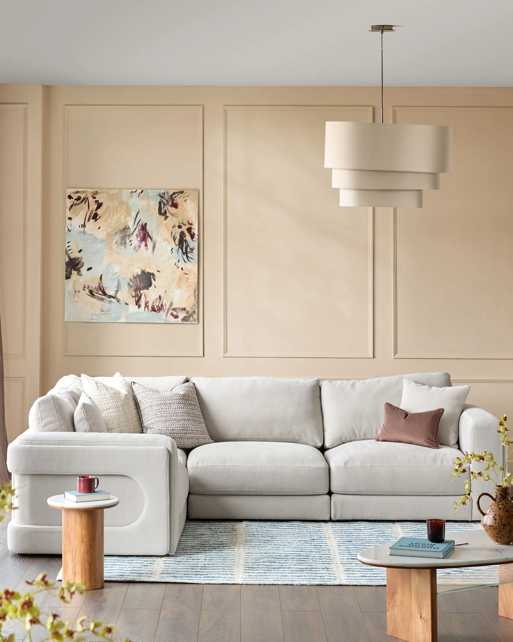 Lynetta natural grey chenille sofa module - Image 5