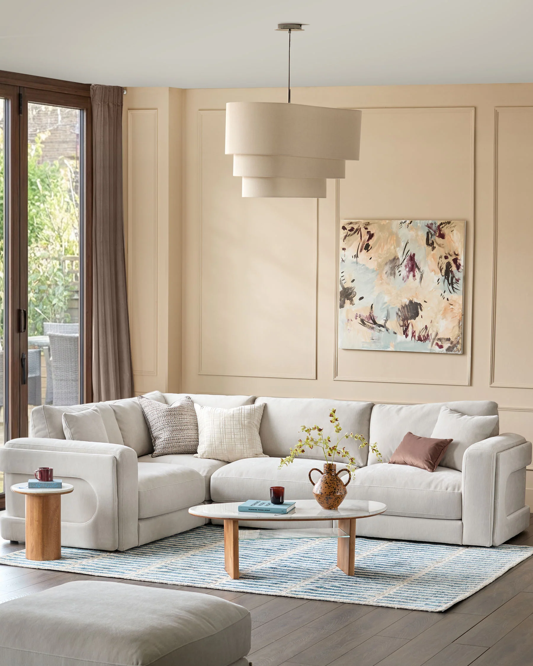 Lynetta natural grey chenille small corner sofa - Image 3