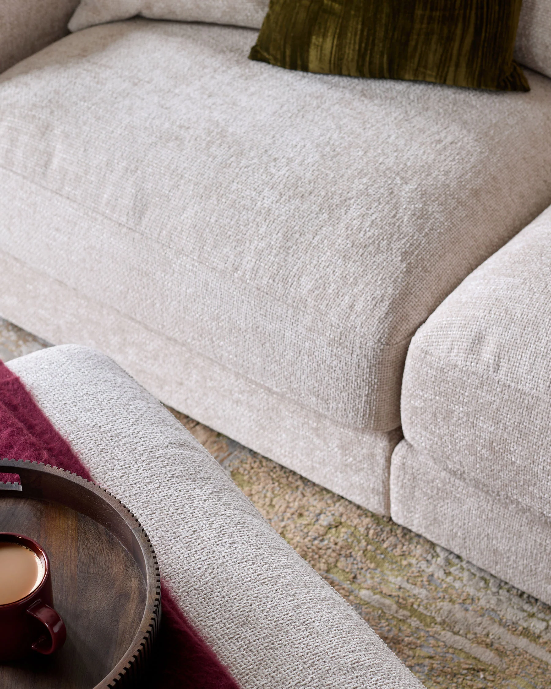 Lynetta natural weave small corner sofa with footstool - Image 9